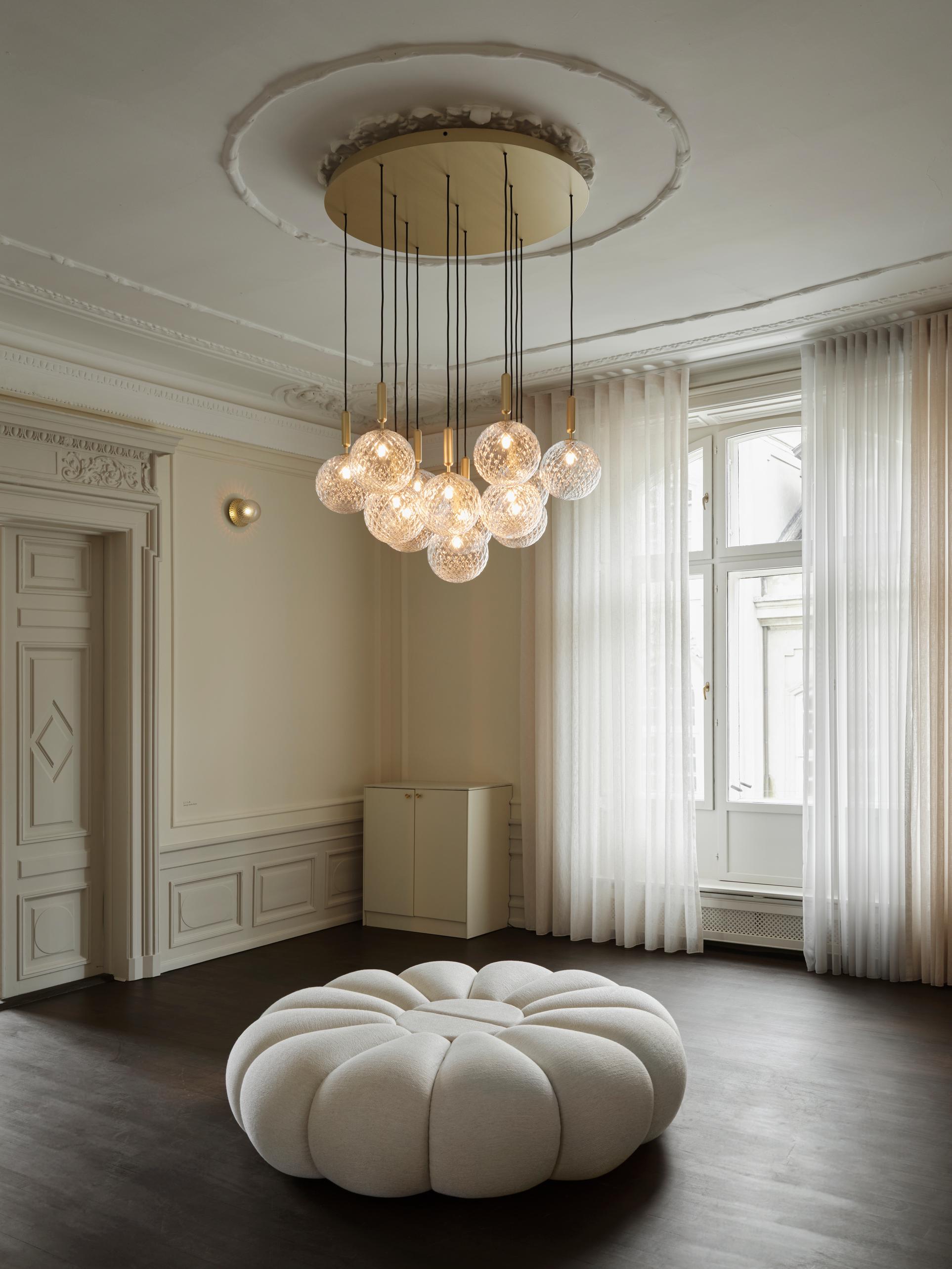 Hanglamp MIIRA 13 messing met opaalglas