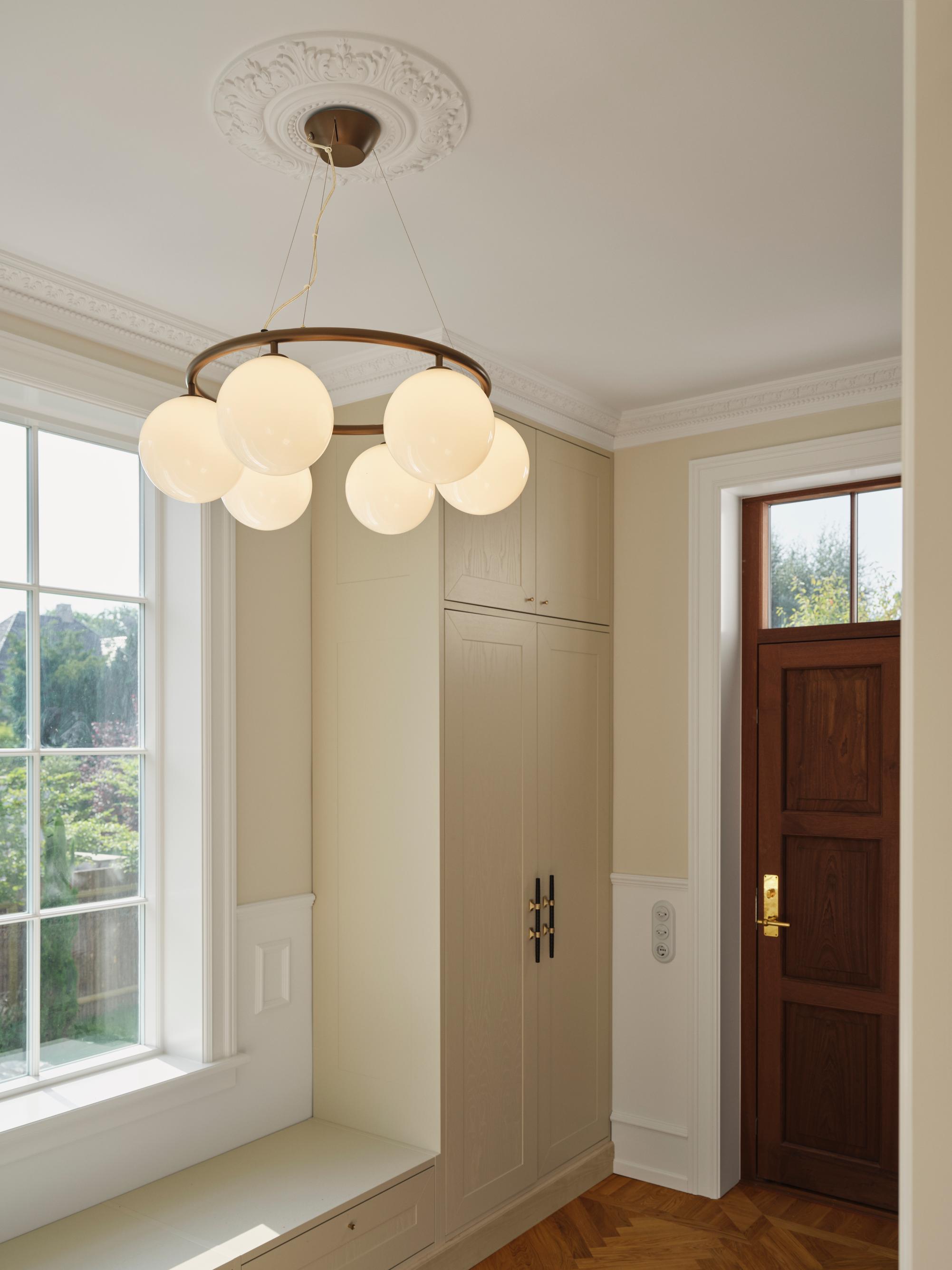 Hanglamp MIIRA 6 CIRCULAR donkerbruin met opaalglas