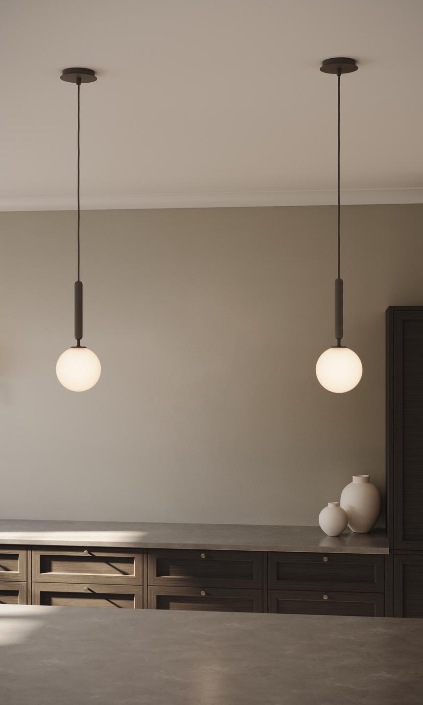 Hanglamp MIIRA grafiet met opaalglas