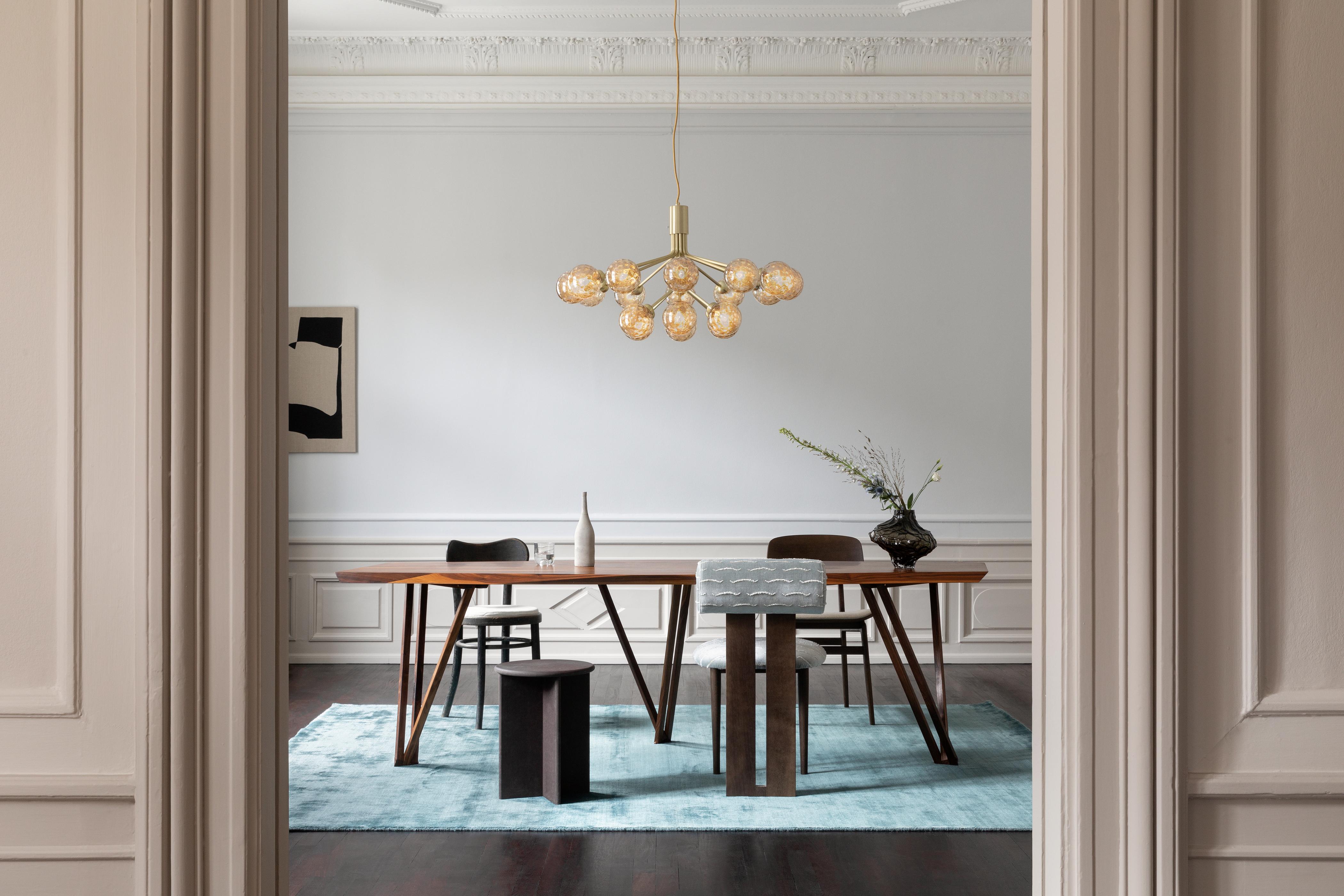 Kroonluchter APIALES 18 messing met gouden glas