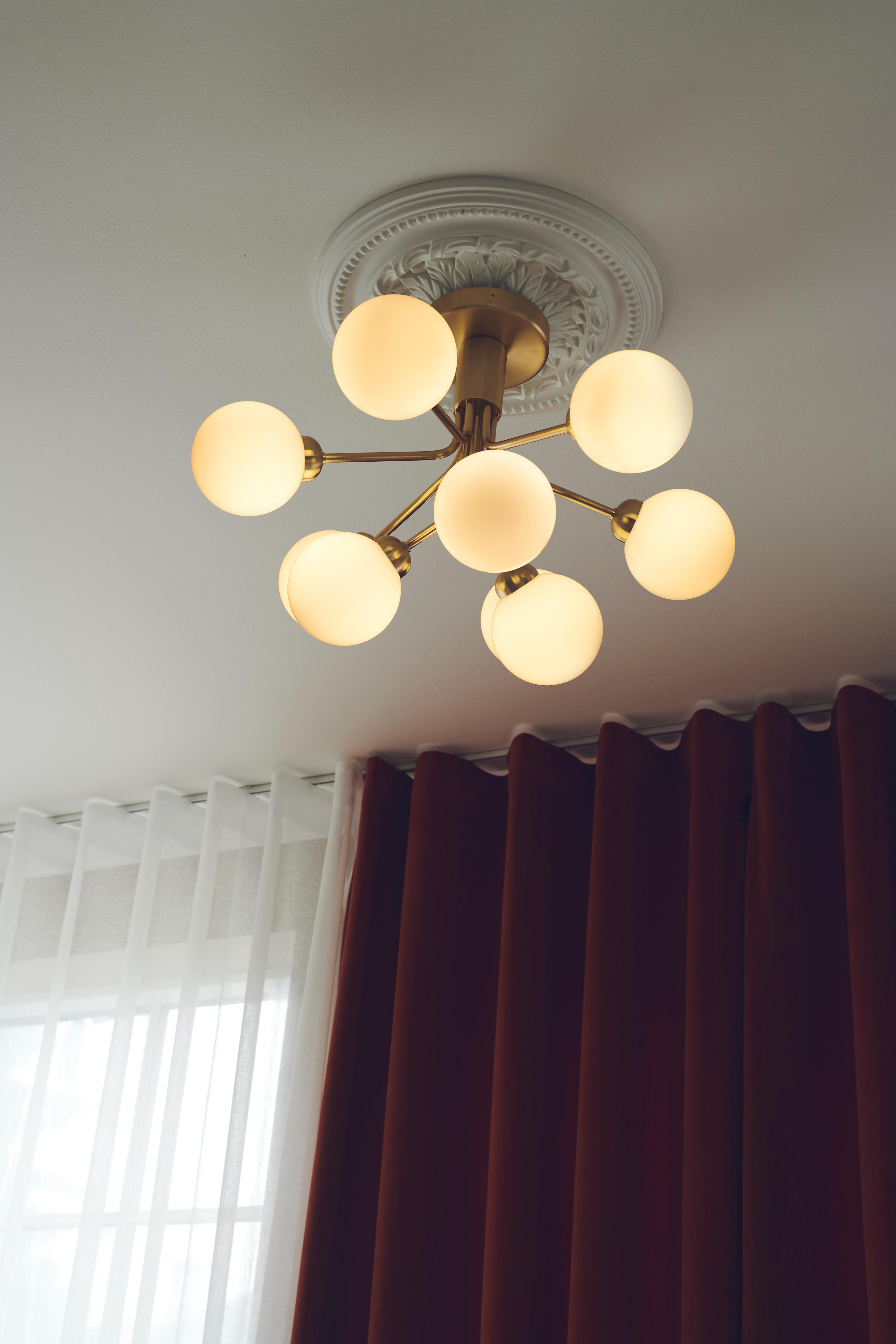 Deckenleuchte APIALES 9 Messing mit goldenem Glas