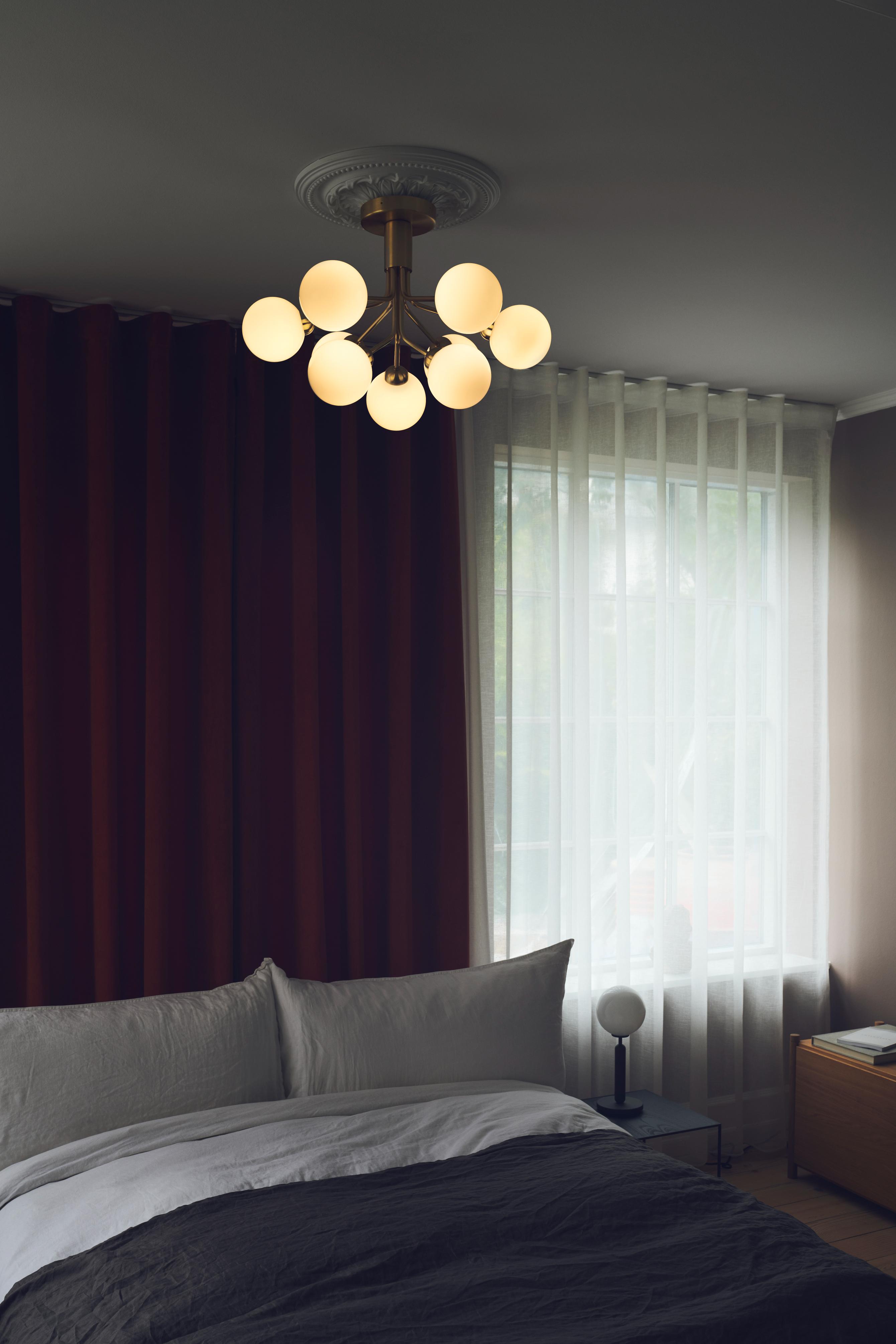 Deckenleuchte APIALES 9 Messing mit goldenem Glas