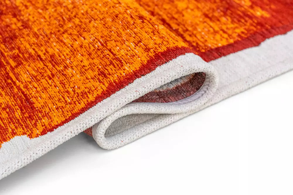 BRUSH Beige Rug with Orange