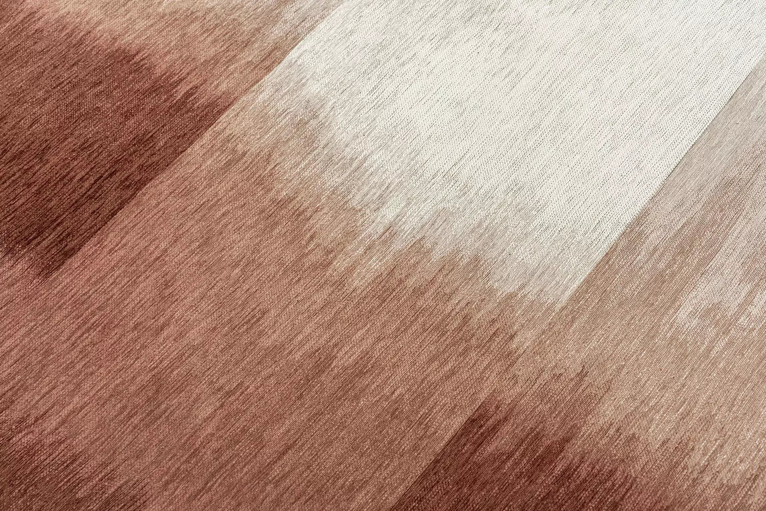 Ronde vloerkleed SENDAI bordeaux met zalmroze en wit