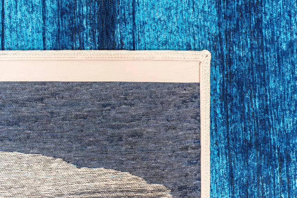 Teppich BRUSH blau mit beige