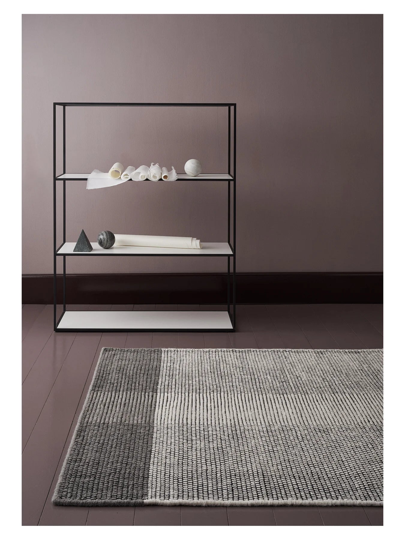 Vloerkleed POMEZIA - PETROL grijs met zee-blauw