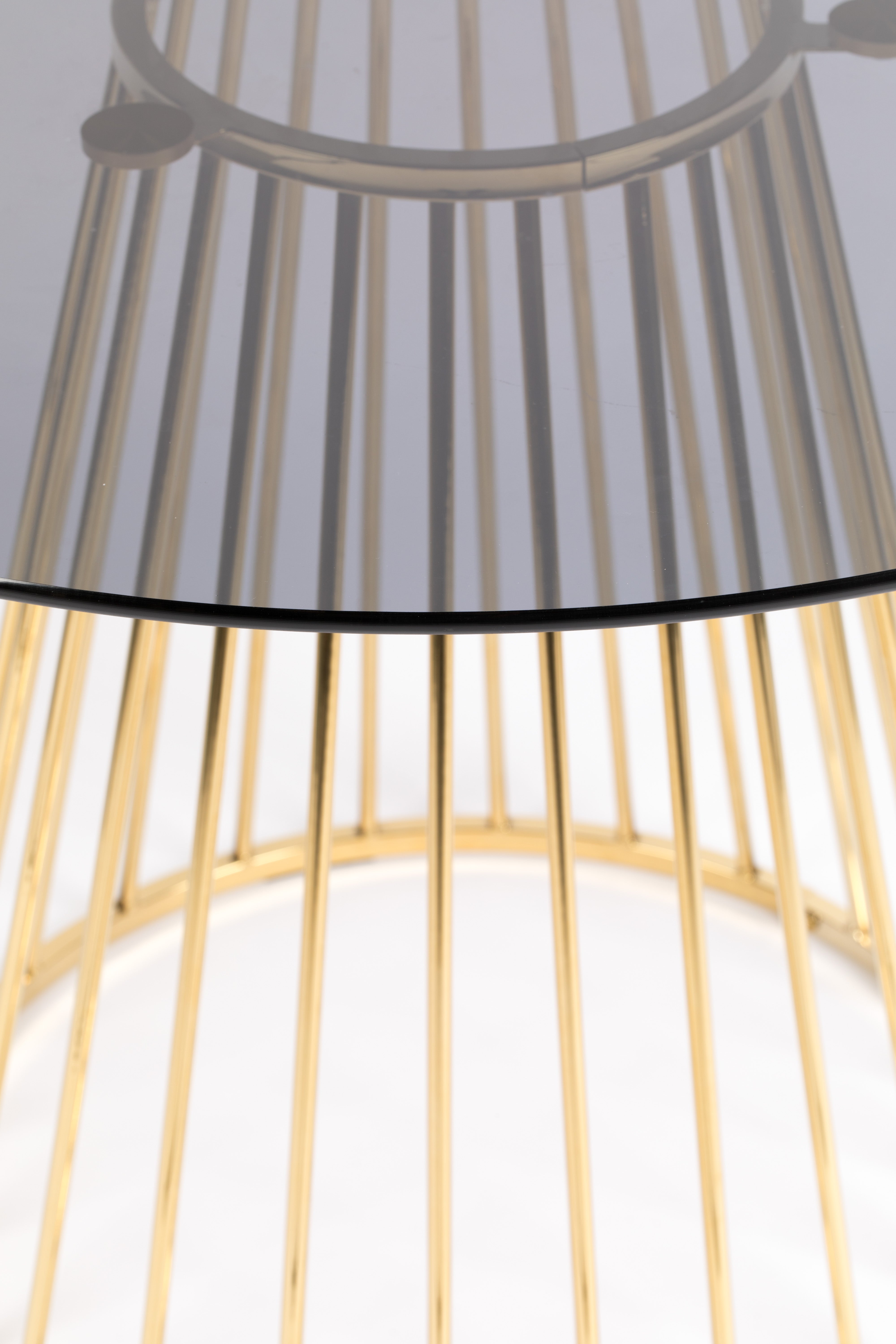 FLORIS round table black glass with a gold base