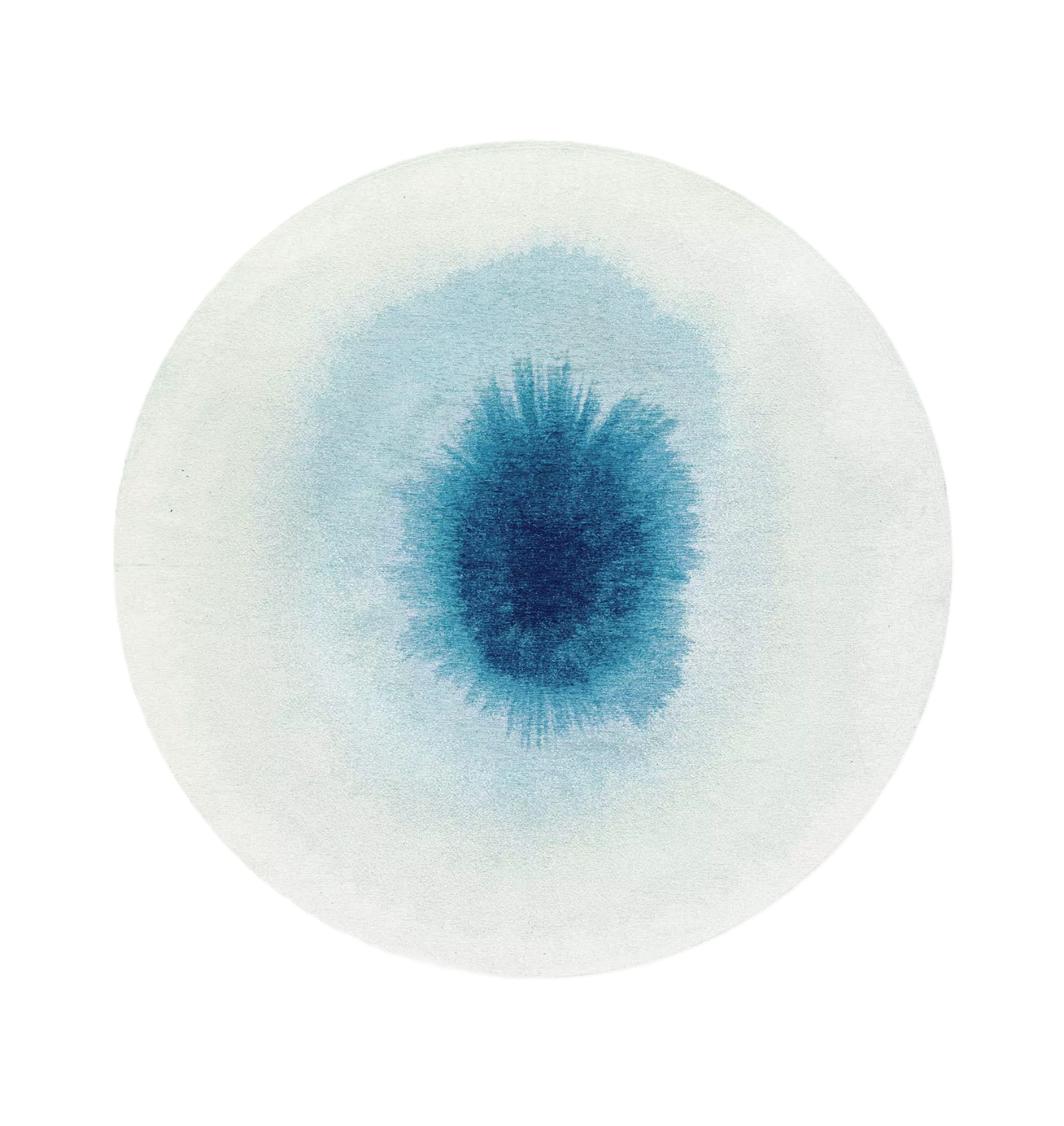 Round DROP rug white with blue