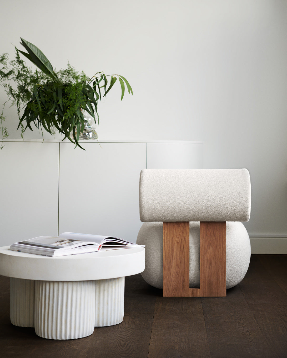 GEAR Beige Concrete Round Side Table