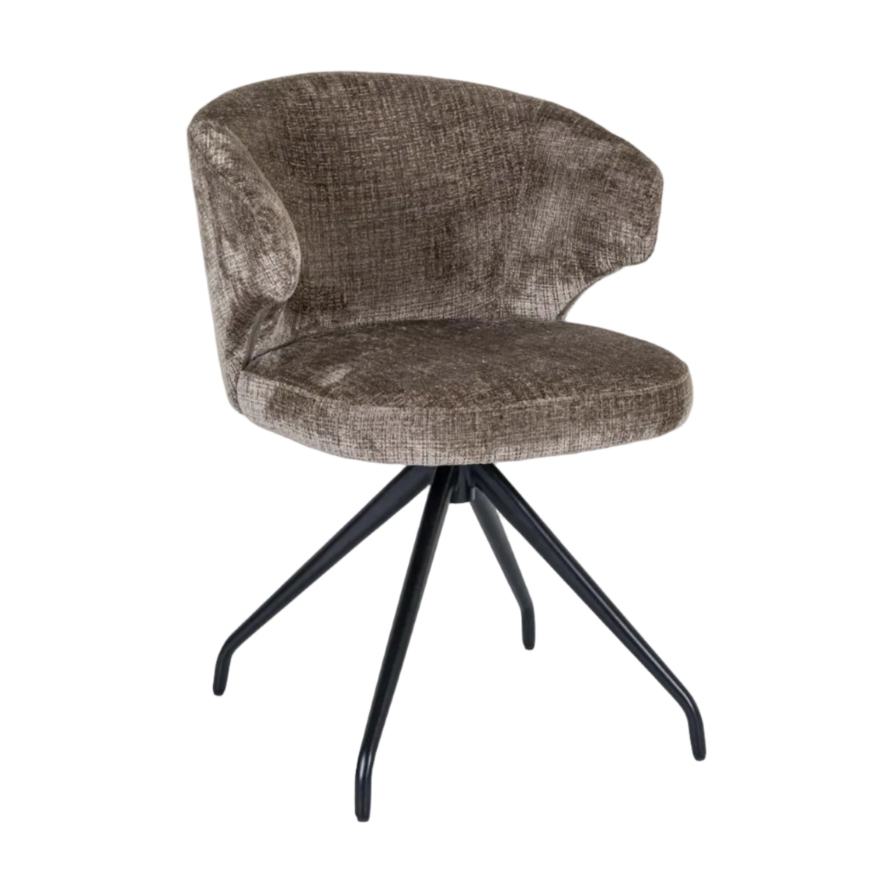 Milly Swivel Chair in Light Brown with Black Base
