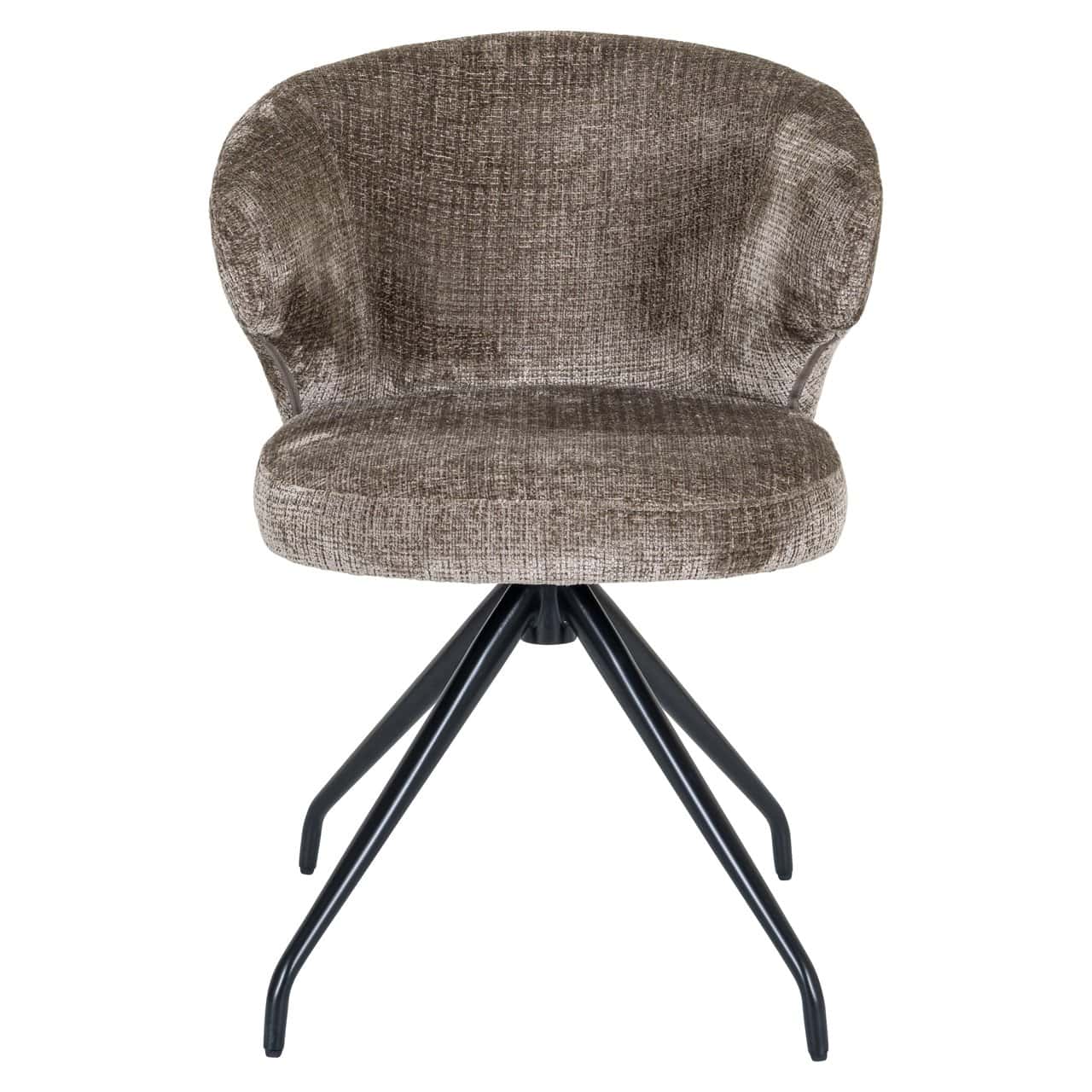 Milly Swivel Chair in Light Brown with Black Base