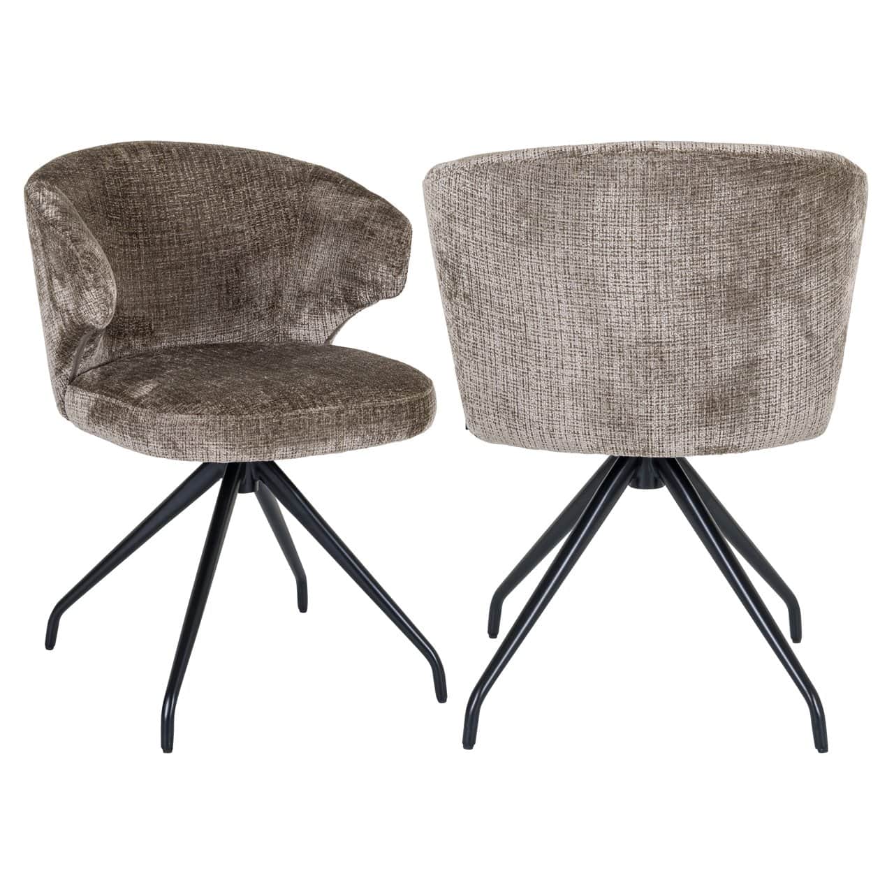 Milly Swivel Chair in Light Brown with Black Base