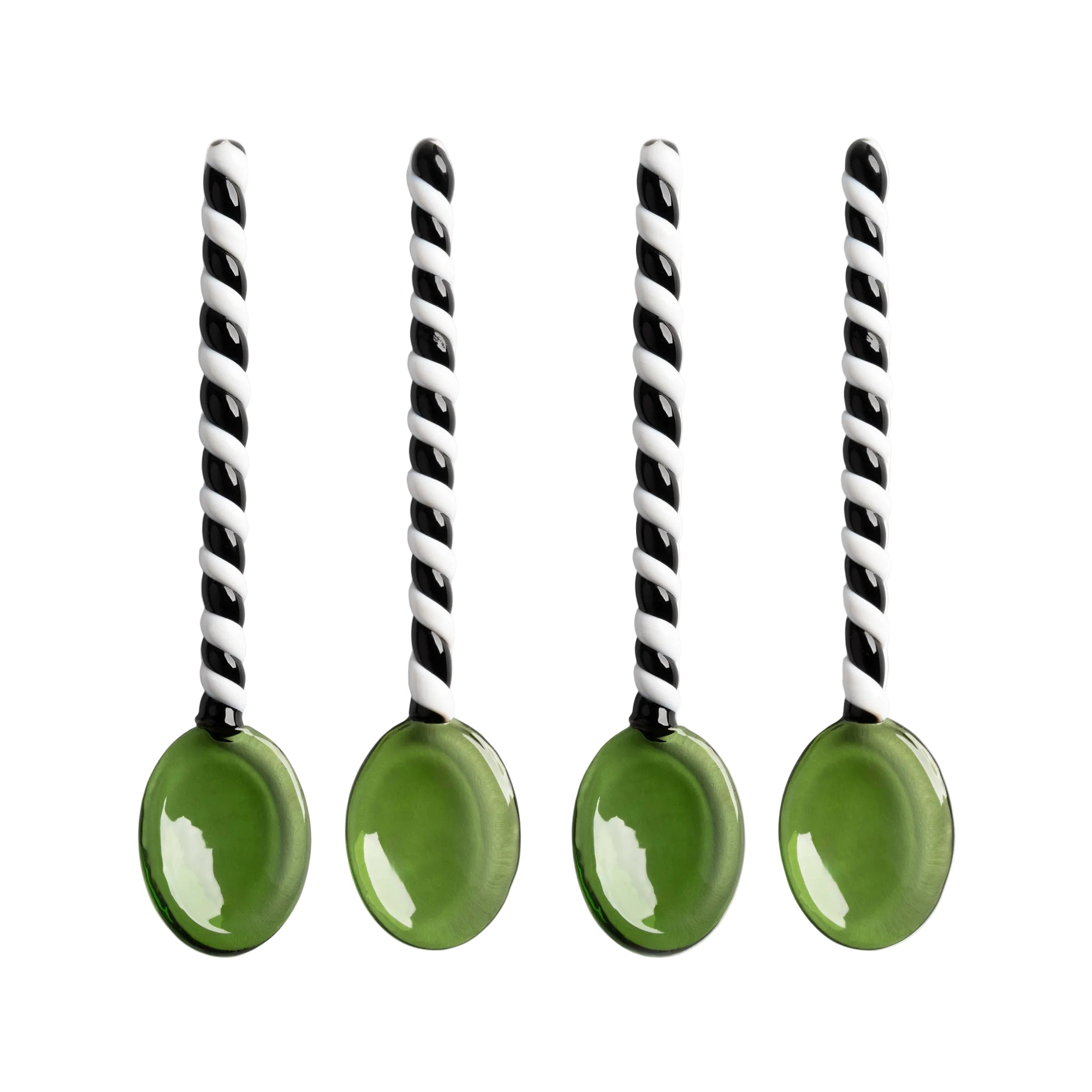 Set van lepelletjes DUET groen met zwart-wit