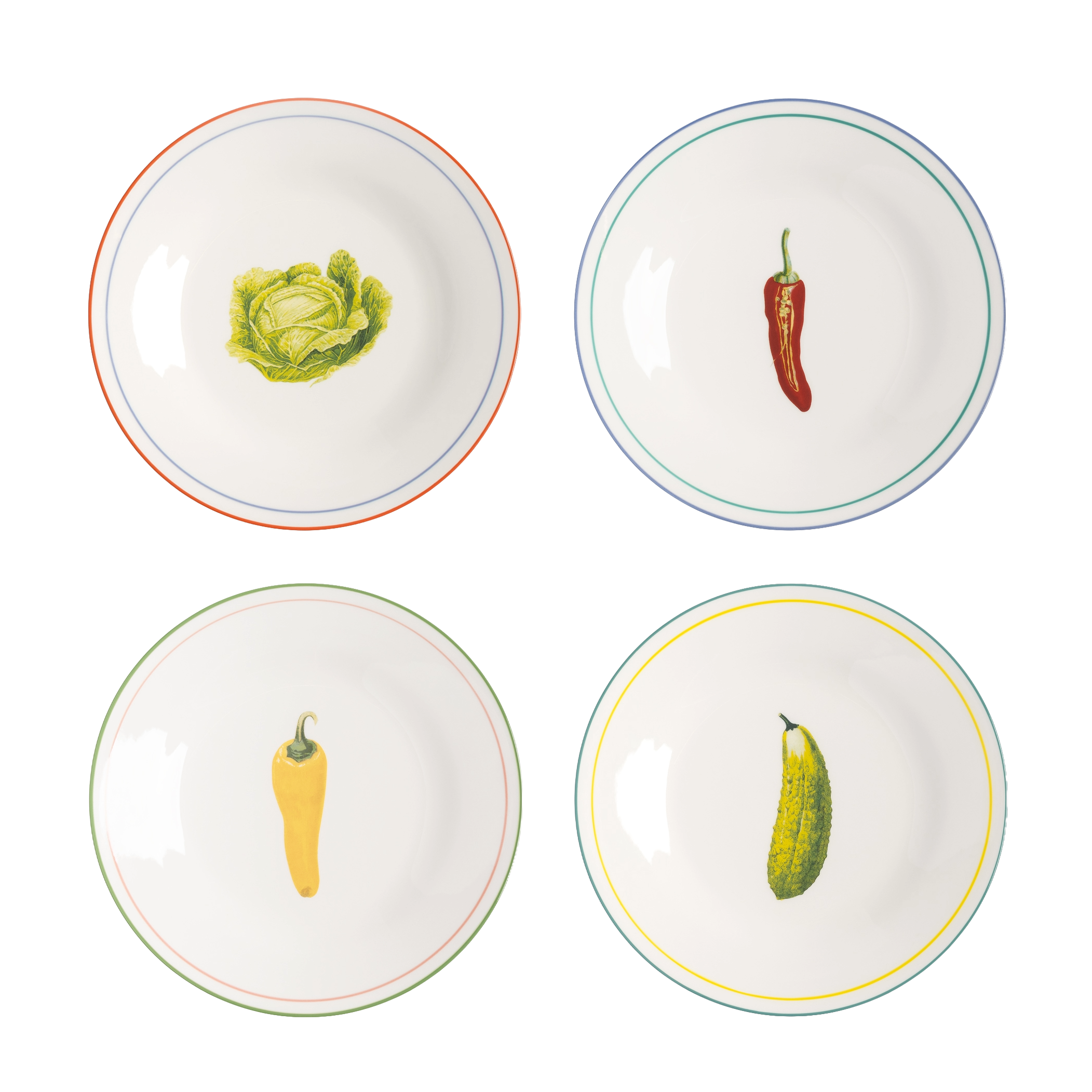 Ontbijtborden set VEGETABLE wit