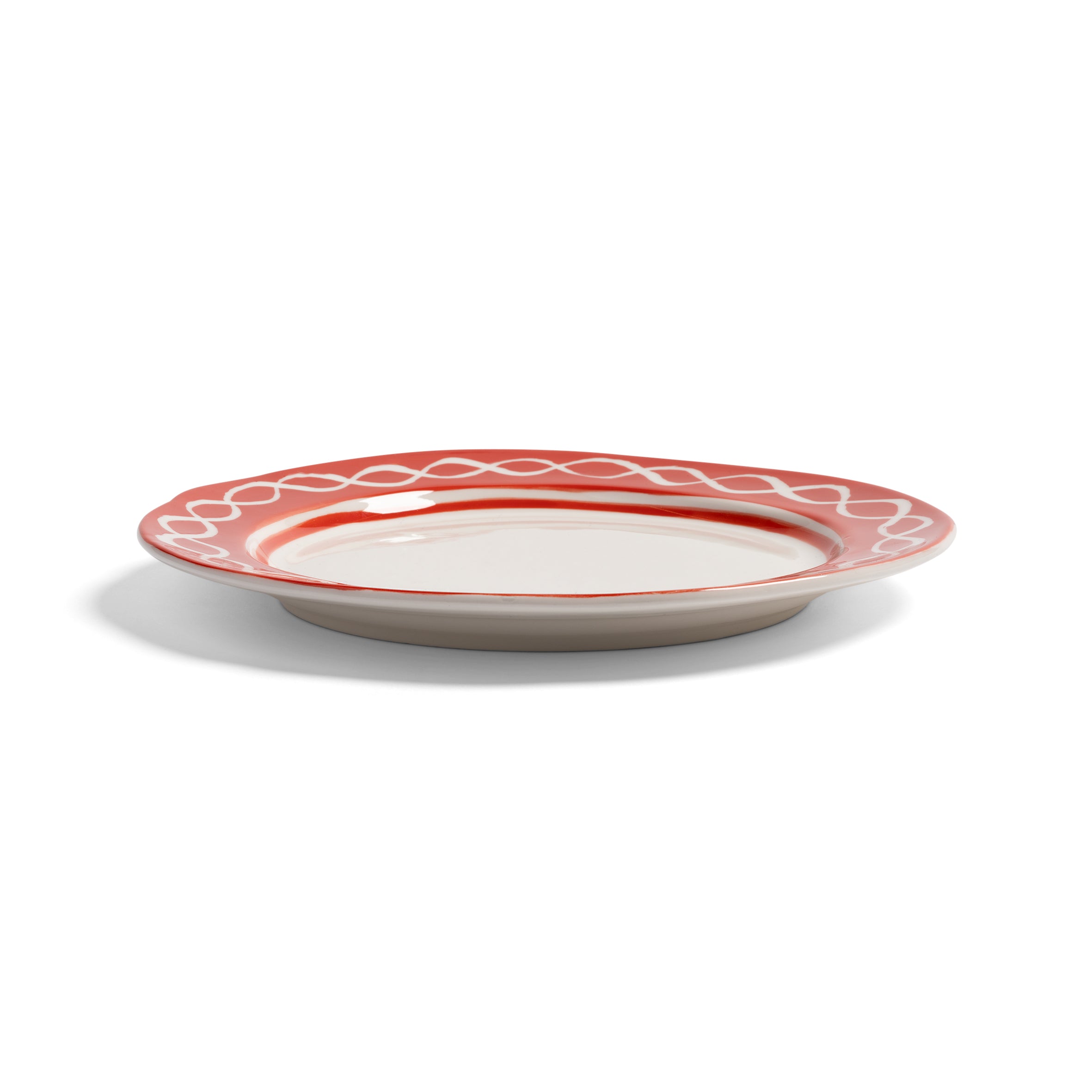 FESTIVO Breakfast Plate Set Red and White Porcelain