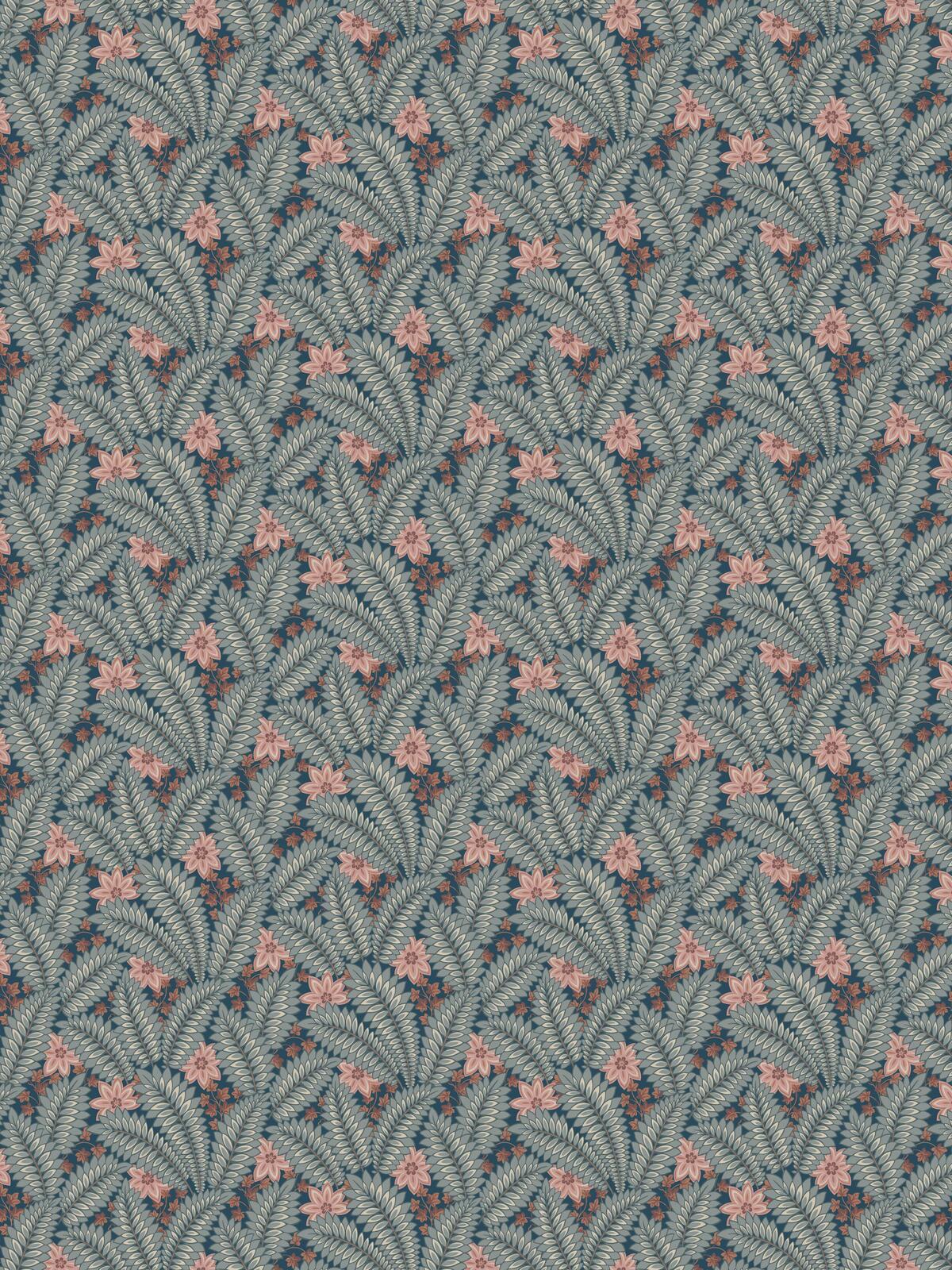 Tapete mit Pflanzenmotiv HIDDEN IVY in Marineblau mit Grün