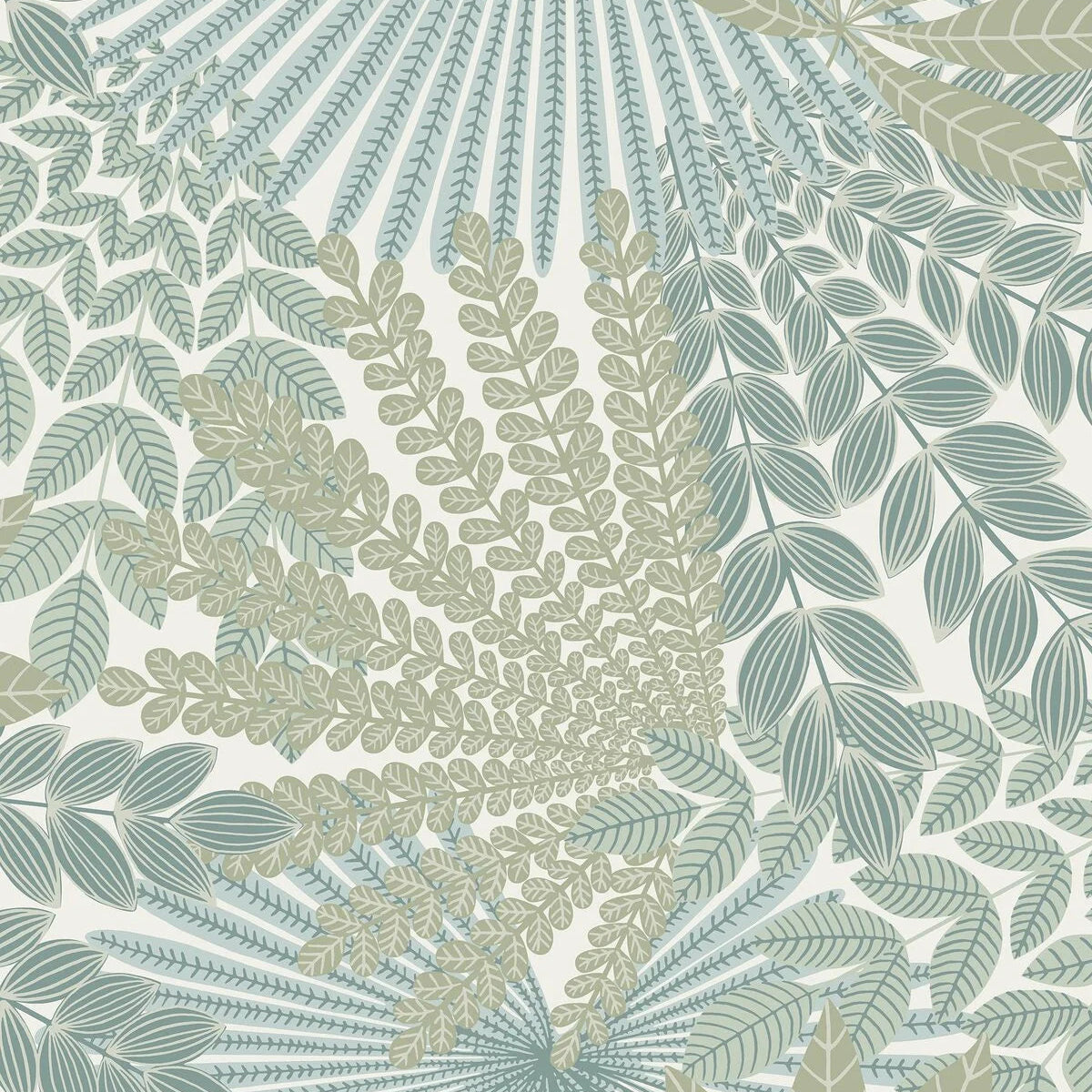 Behang met plantmotief VELVET LEAVES olijfgroen