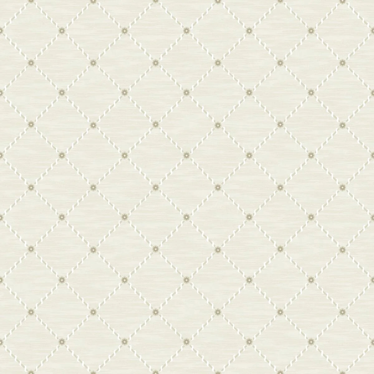 Cream Golden Trellis Geometric Wallpaper with Gold