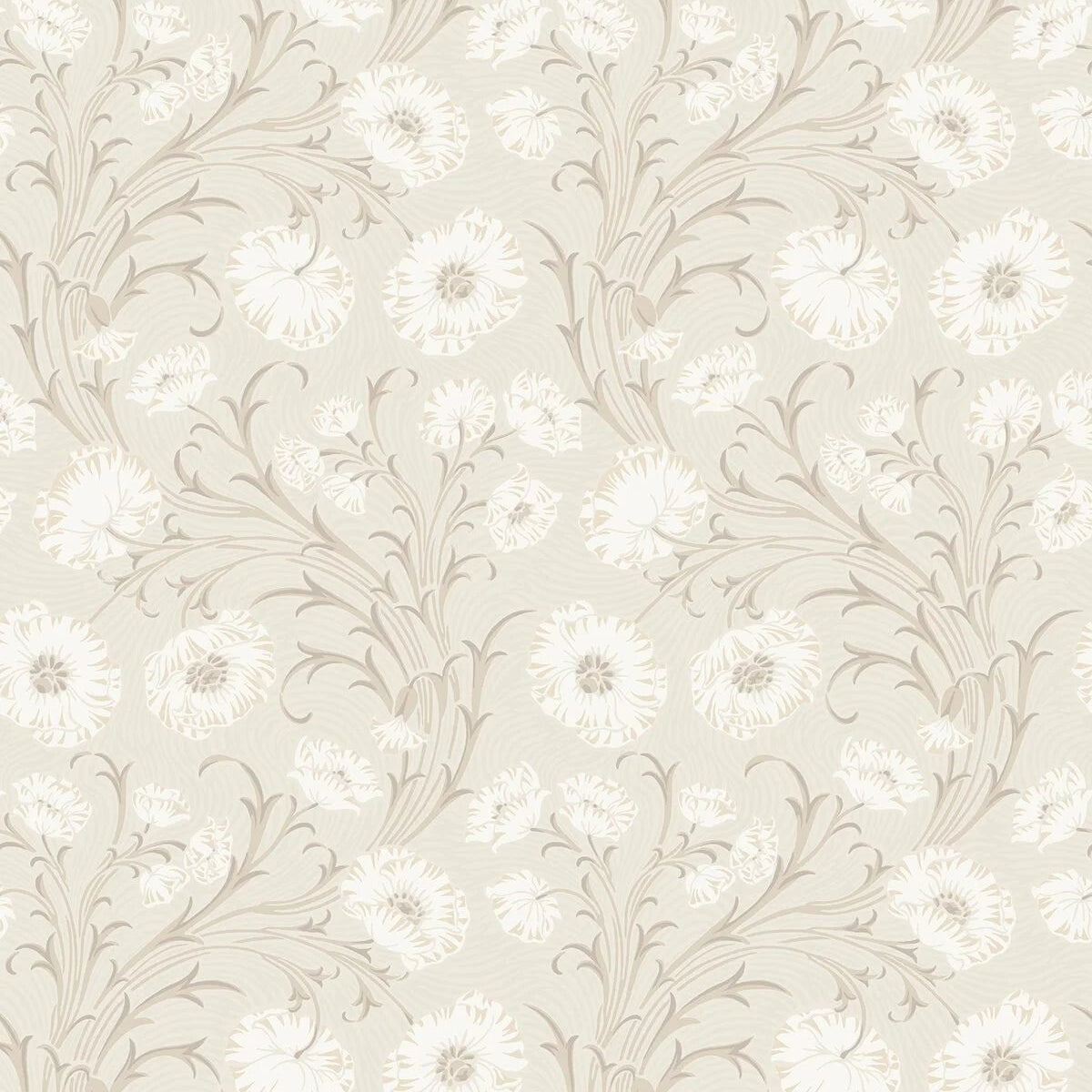 Tapete mit Pflanzenmotiv Blumen POPPY FLOW beige mit Weiß