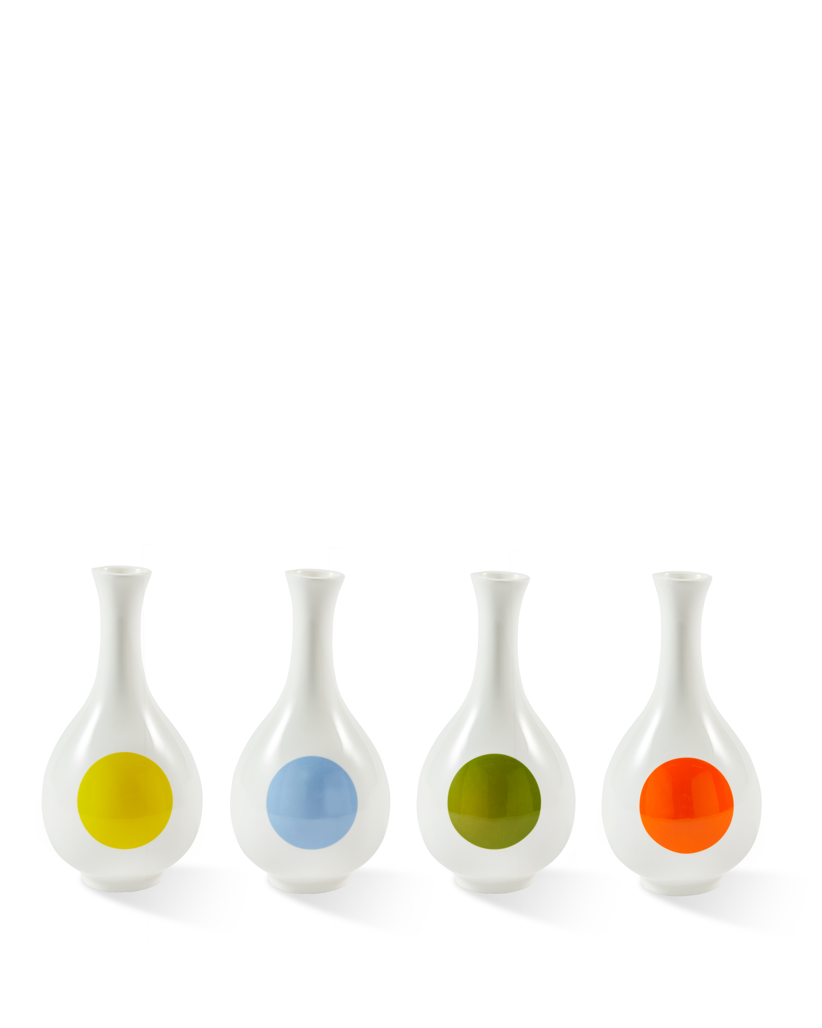 SMALL BIRD White Vase with Yellow and Blue