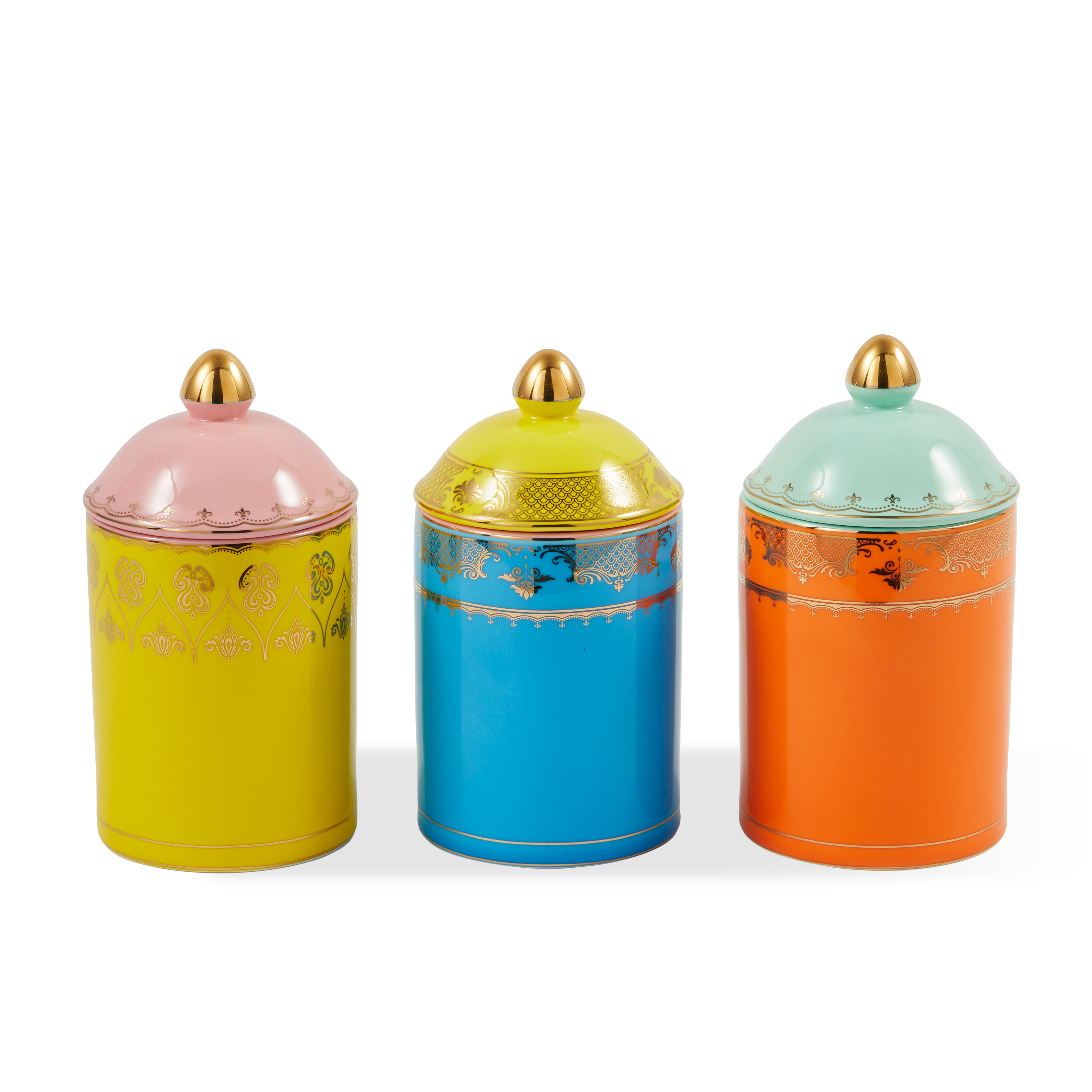 Porseleinen pot GRANDPA oranje met muntgroen