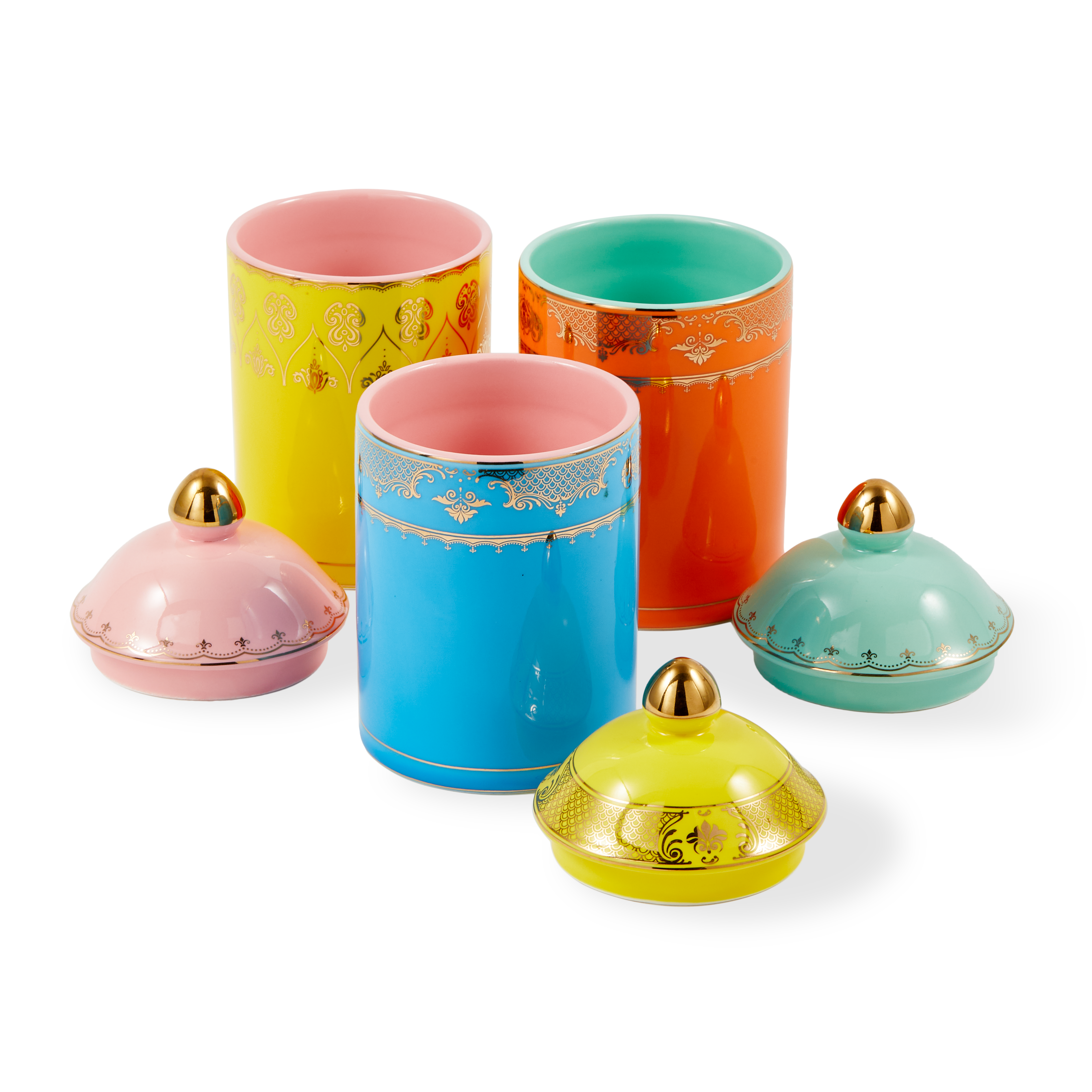 Porseleinen pot GRANDPA oranje met muntgroen