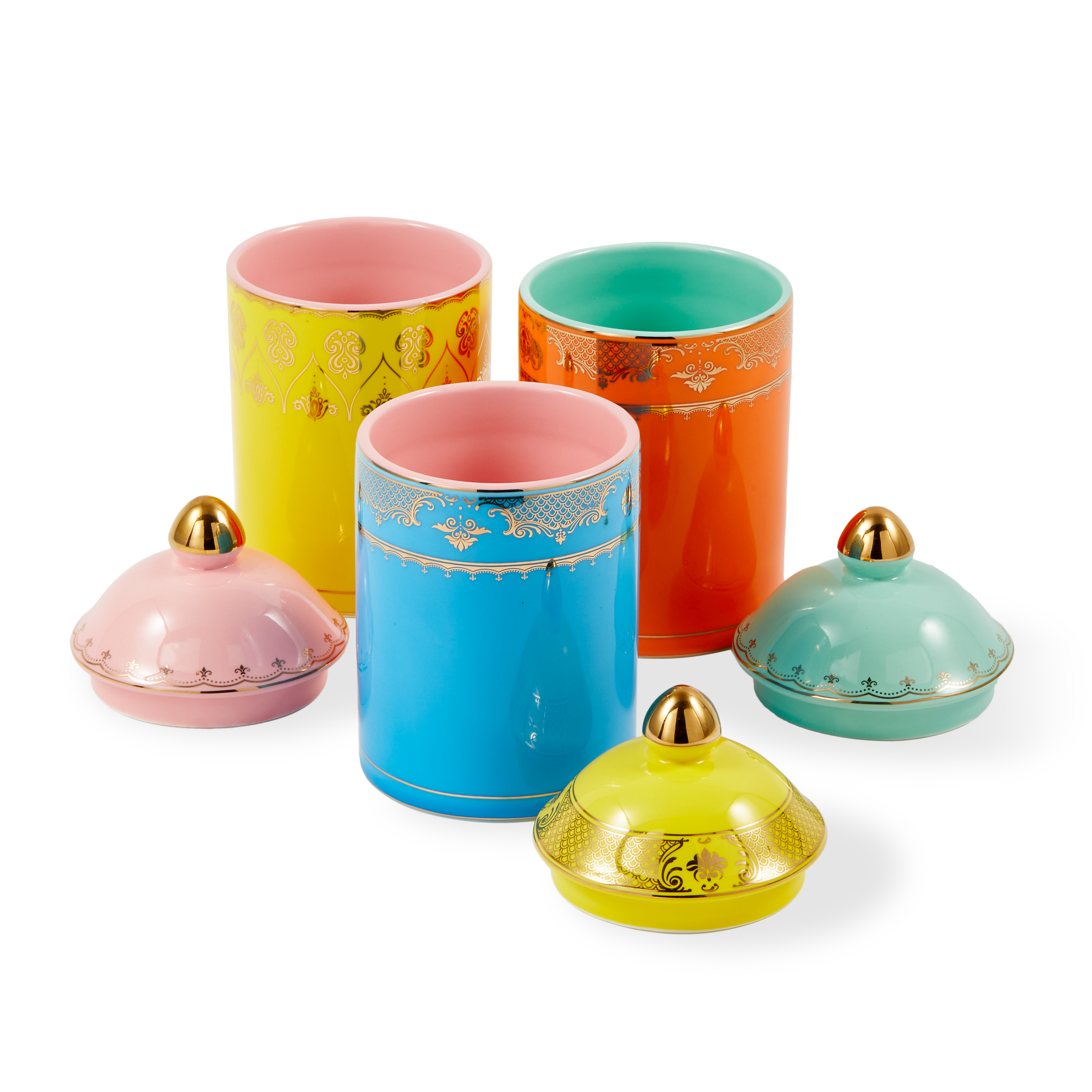 Porseleinen pot GRANDPA oranje met muntgroen