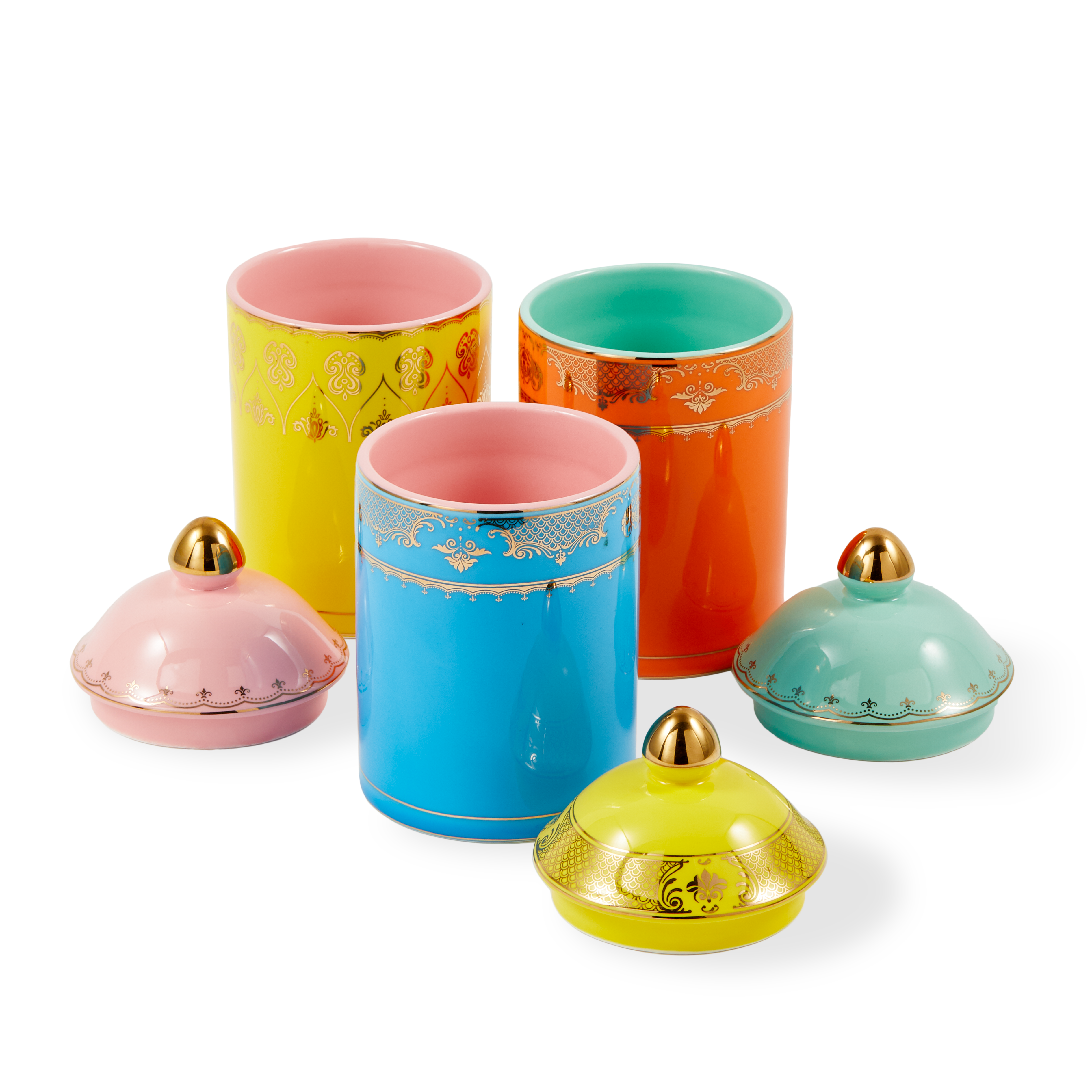 GRANDPA blue porcelain jar with yellow