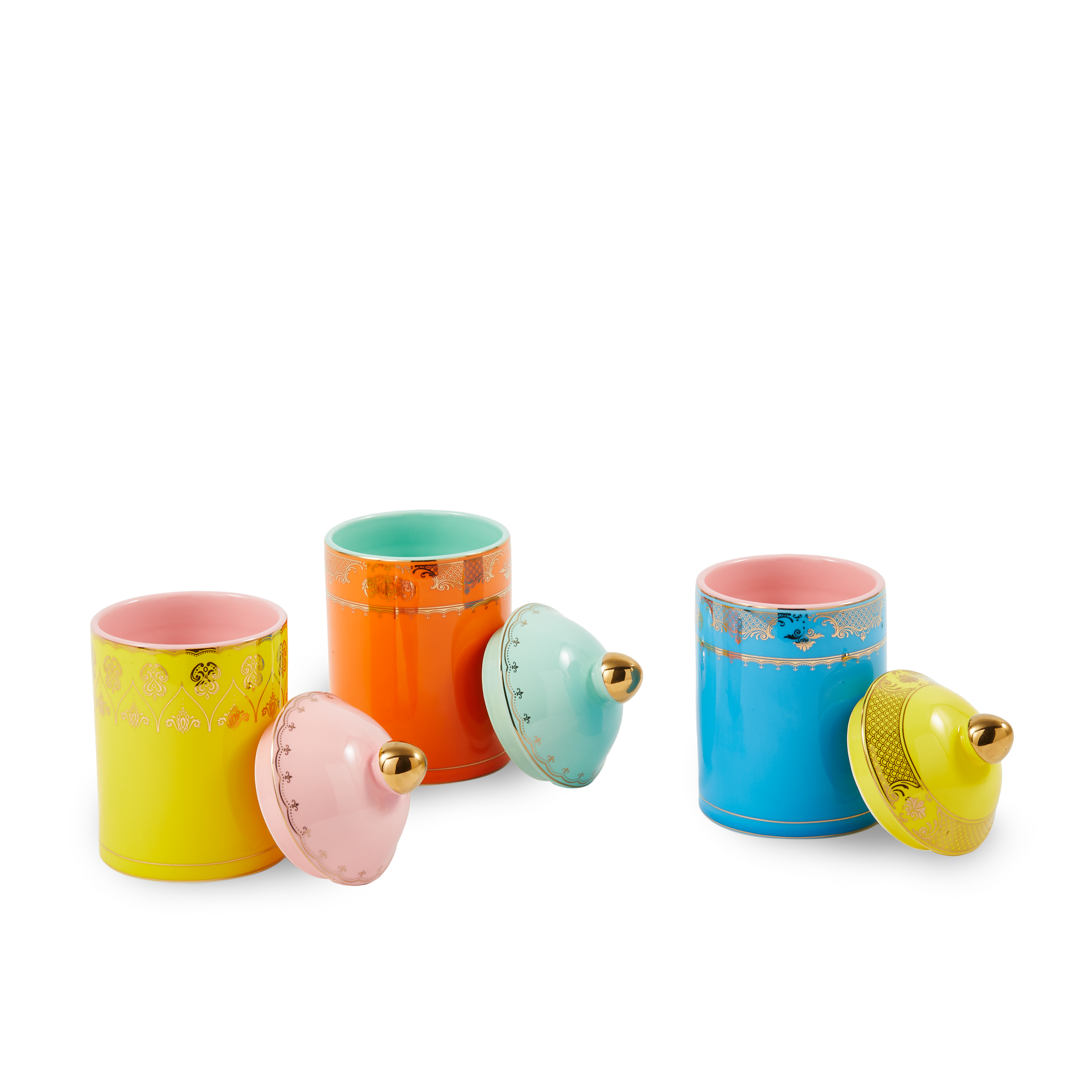 Porseleinen pot GRANDPA oranje met muntgroen