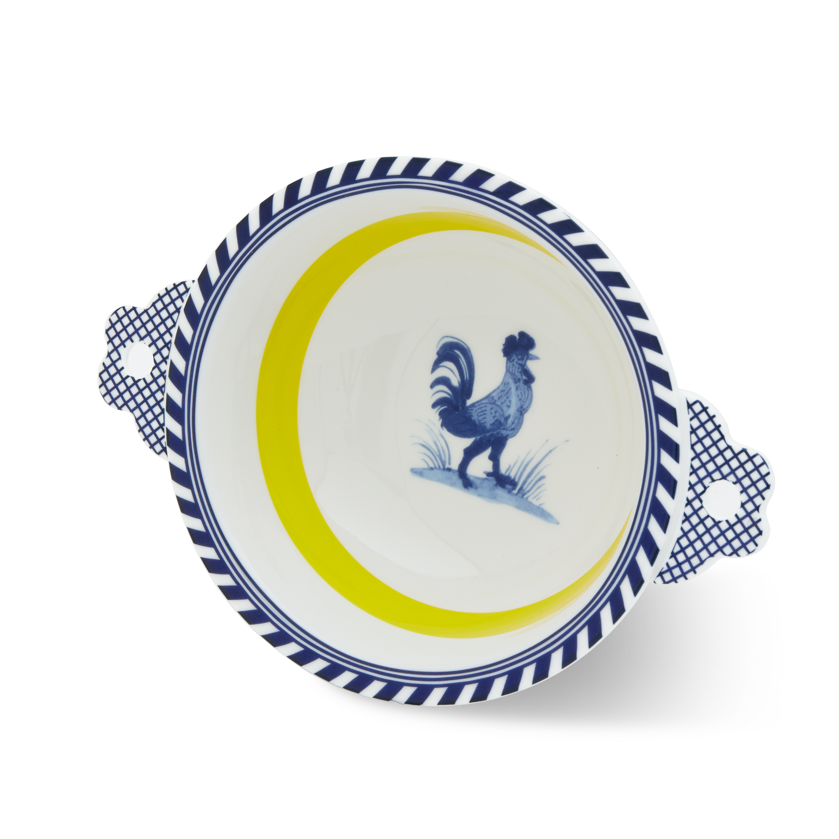 Miska BIRD wit met geel en blauw