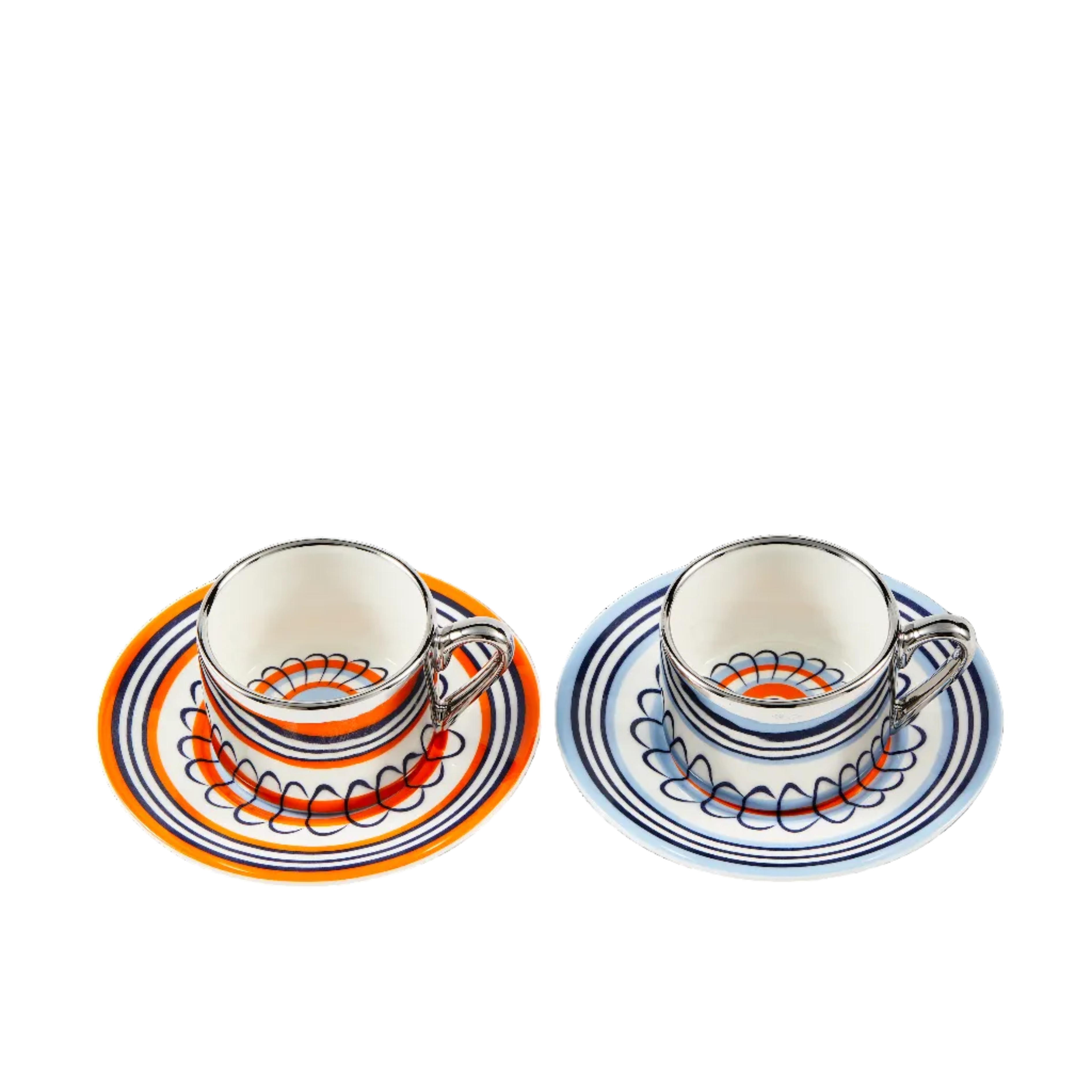 Set van espresso kopjes FLORAL oranje en blauw