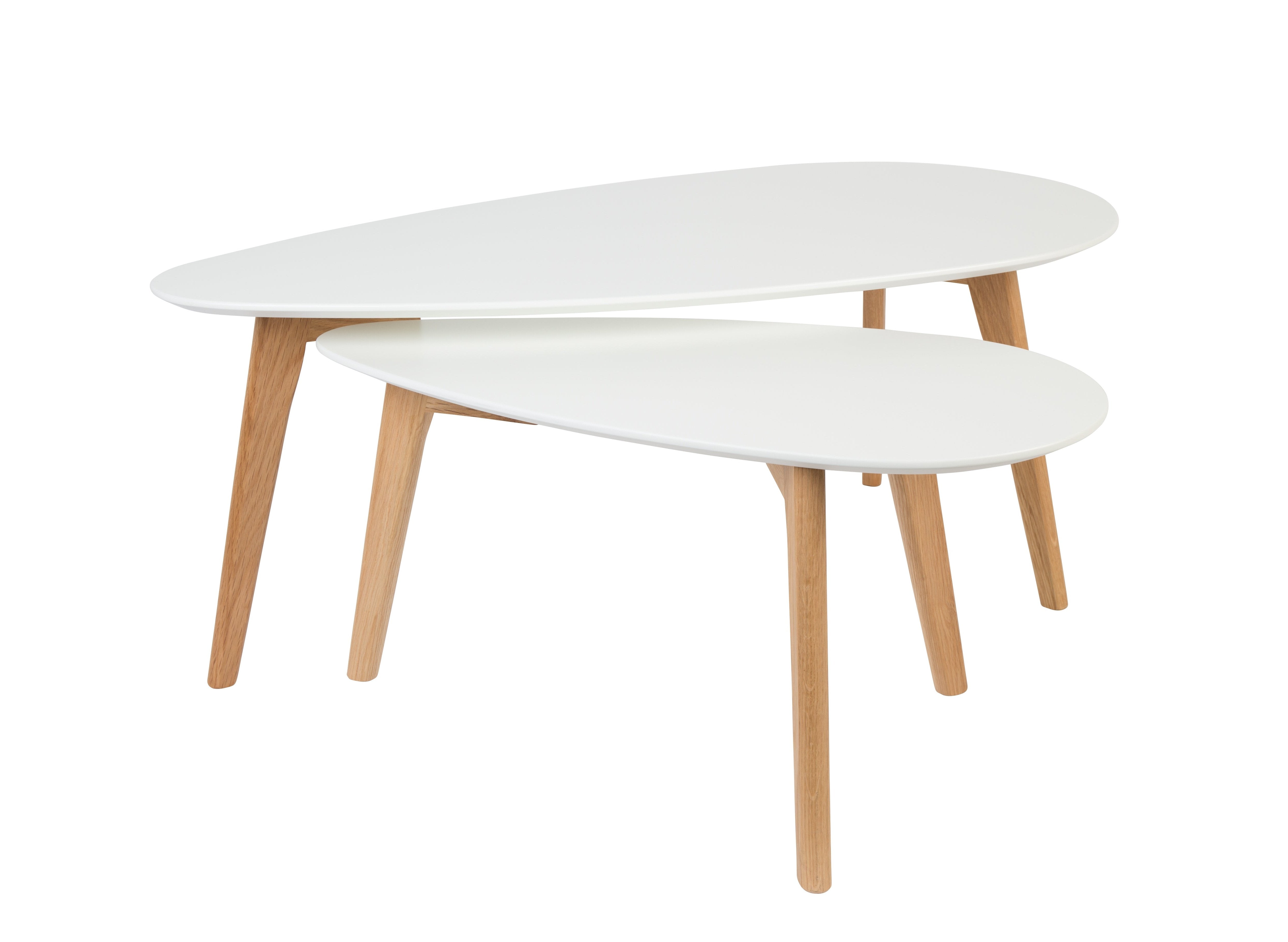 Set van DROP tafels wit met houten basis