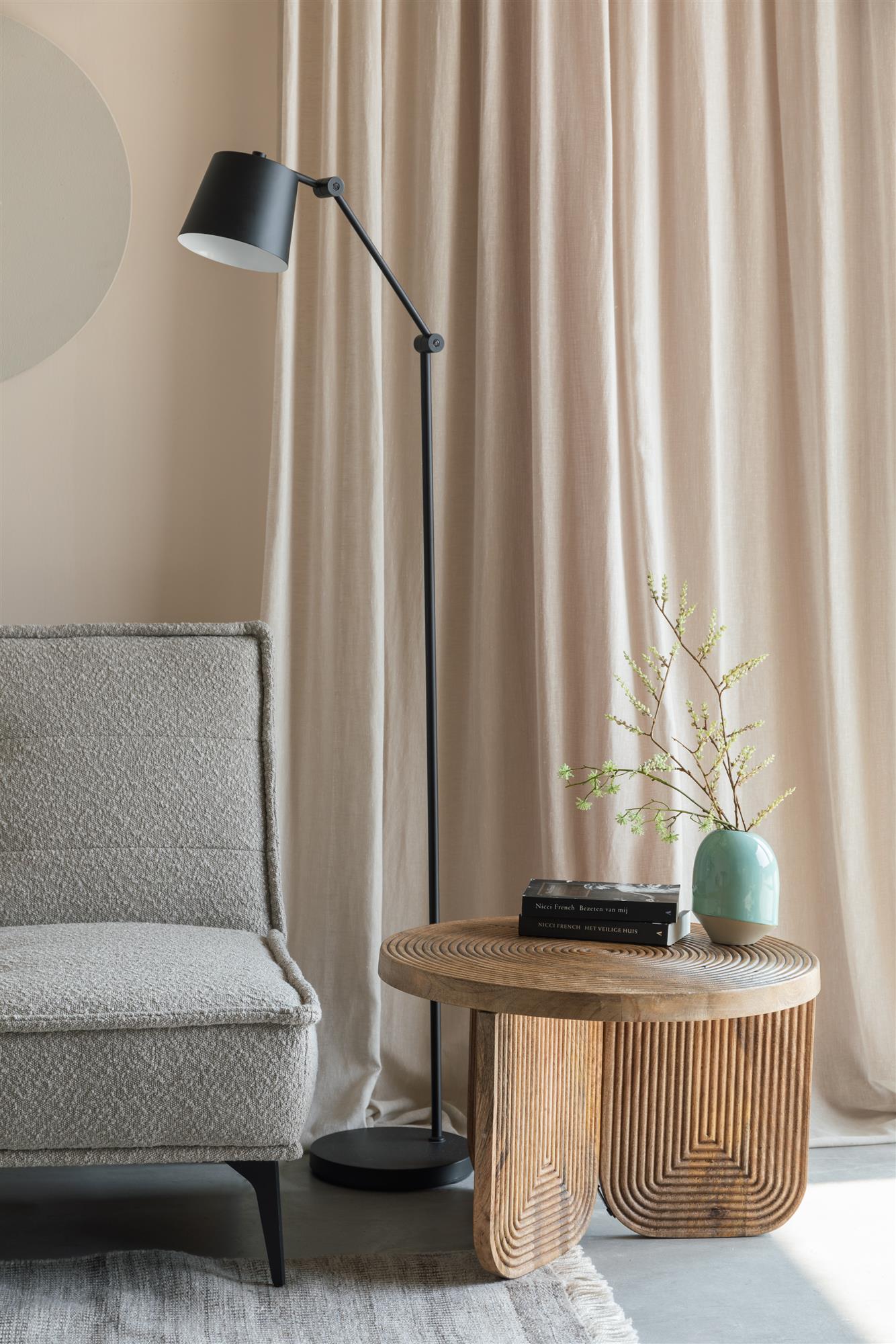 Sofa met slaapfunctie CIELKE beige met zwarte basis