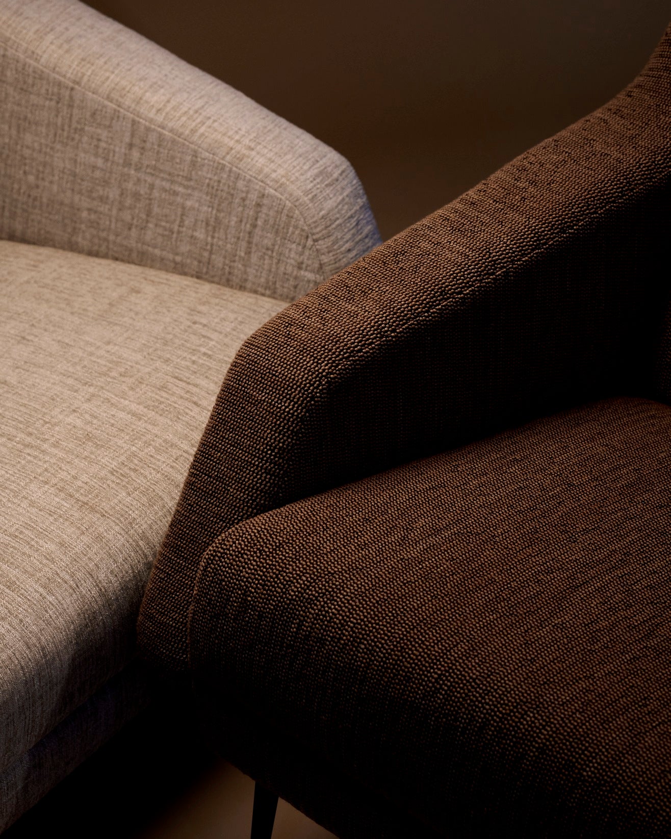 CDC.1 upholstered armchair with a brass base