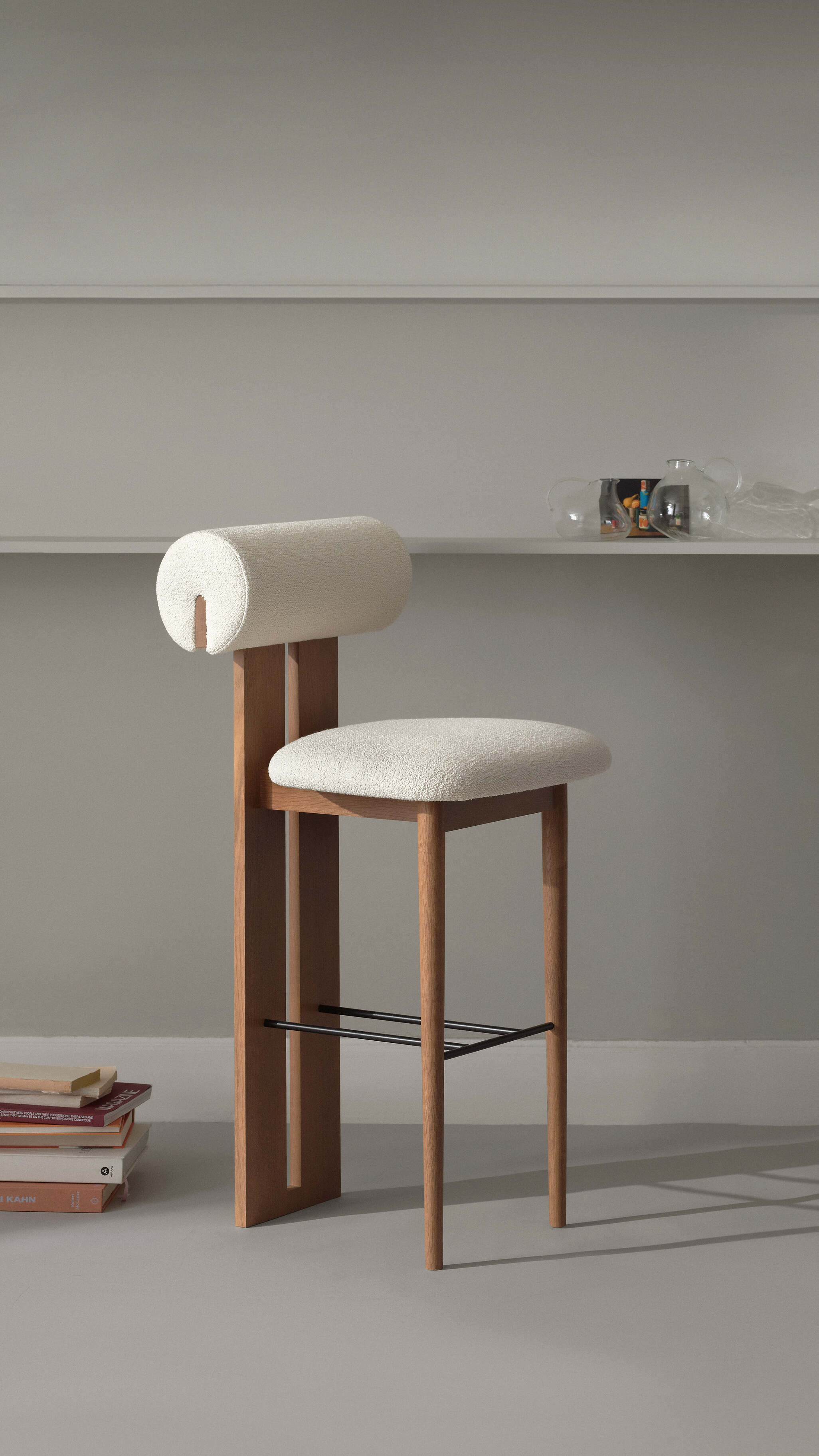 Hocker met bekleding HIPPO eikenhout