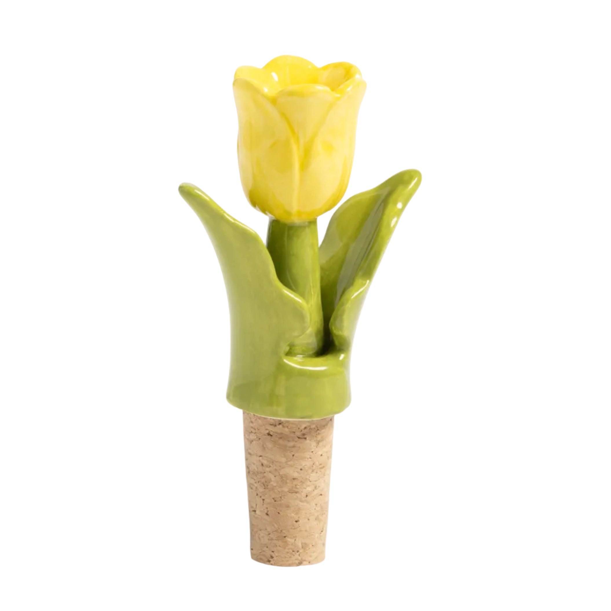 TULIP groene kurk voor flessen met gele accenten