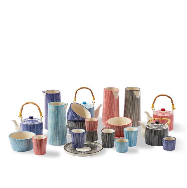 Set van kommen MARINE STRIPED gekleurde steengoed