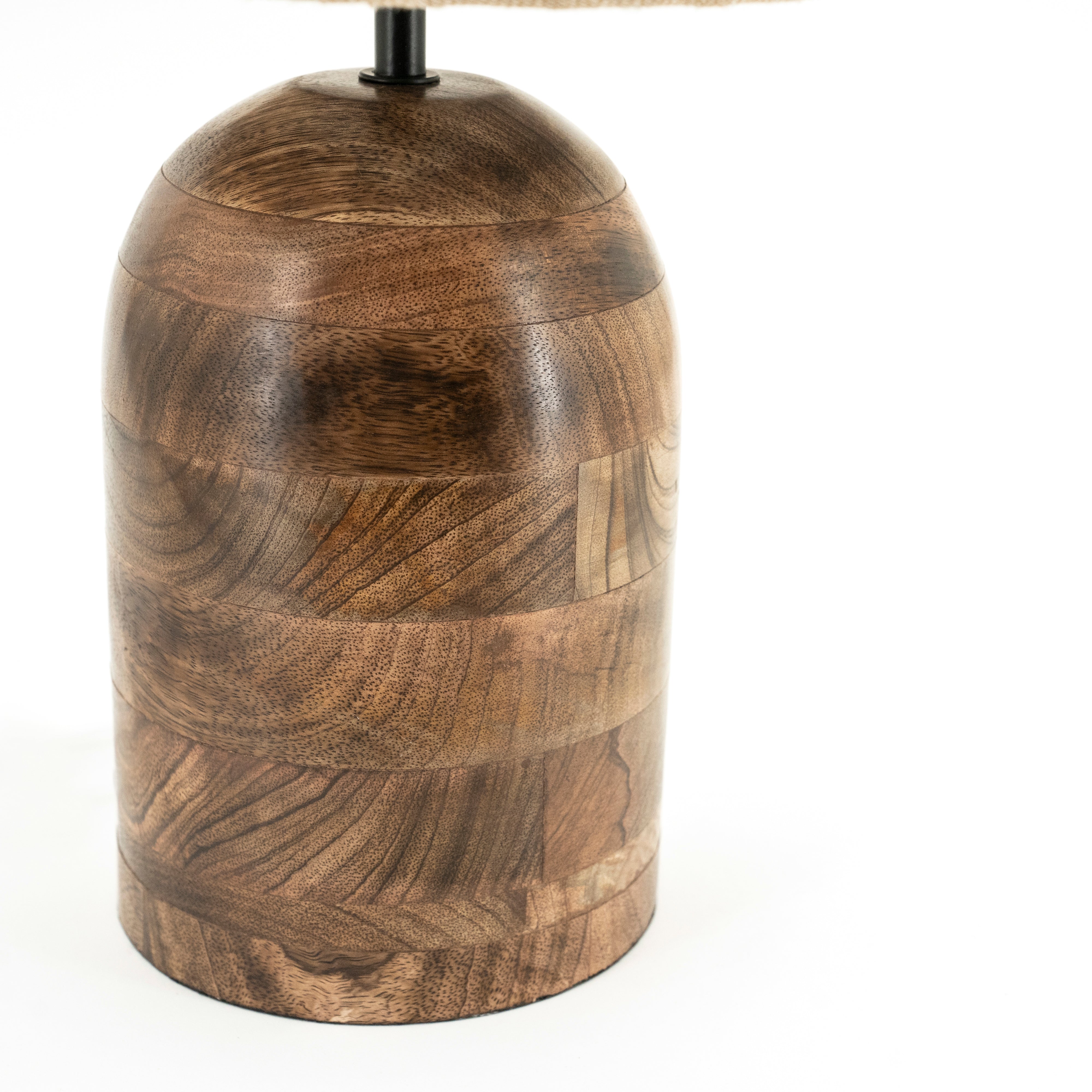 Tafellamp GADJA jute met houten voet