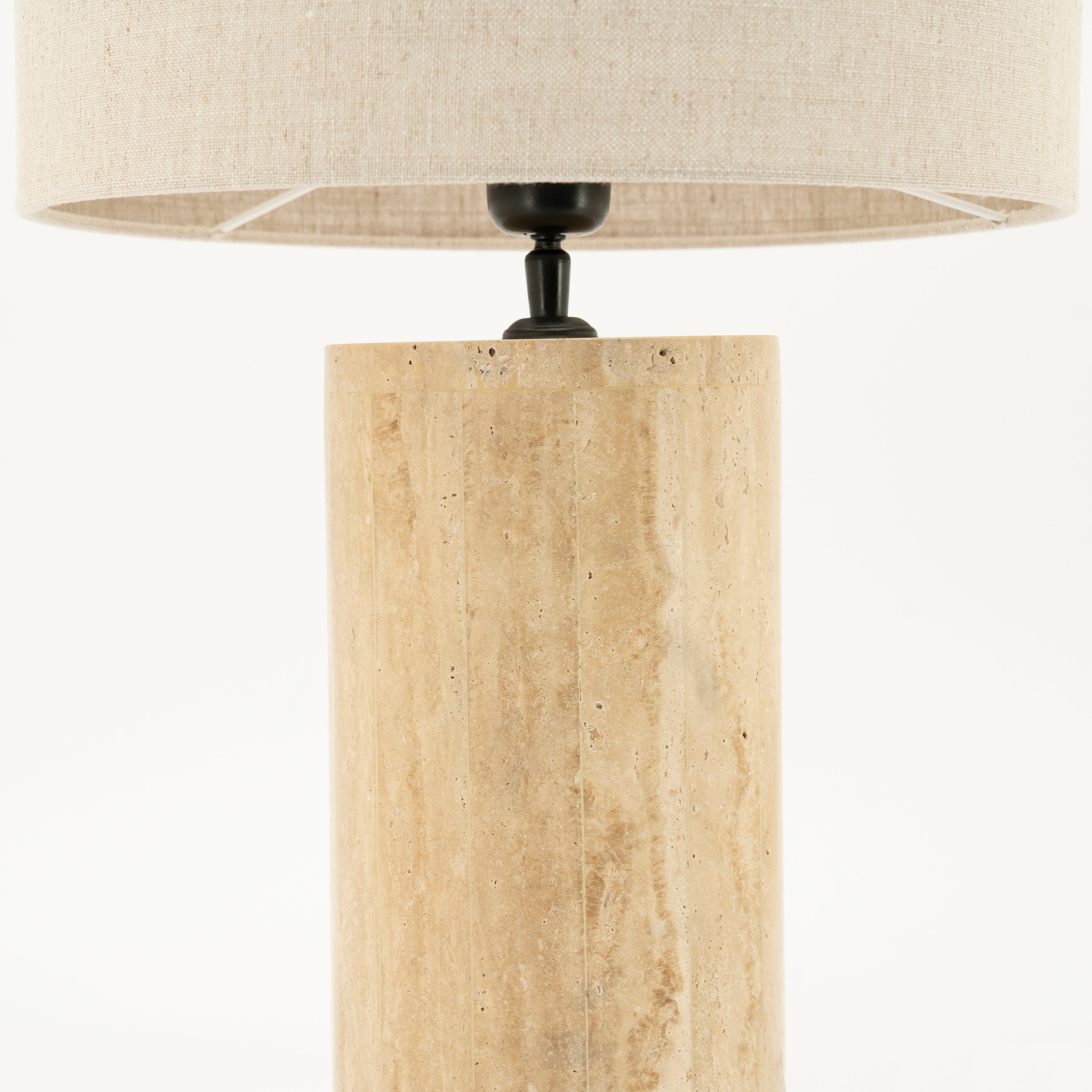 AMARA travertine table lamp with beige shade