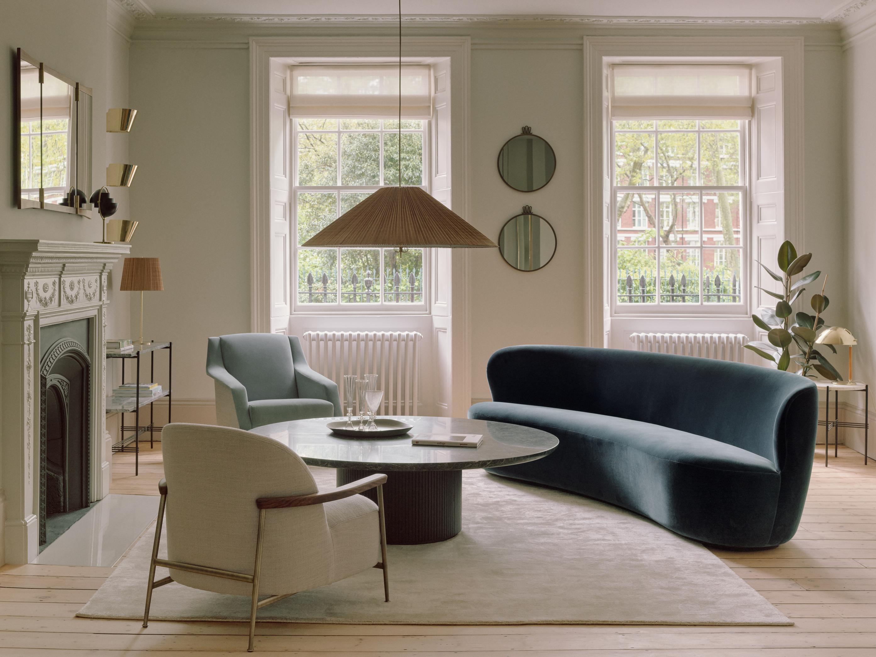 Couchtisch MOON schwarz Eichenfurnier und Marmor