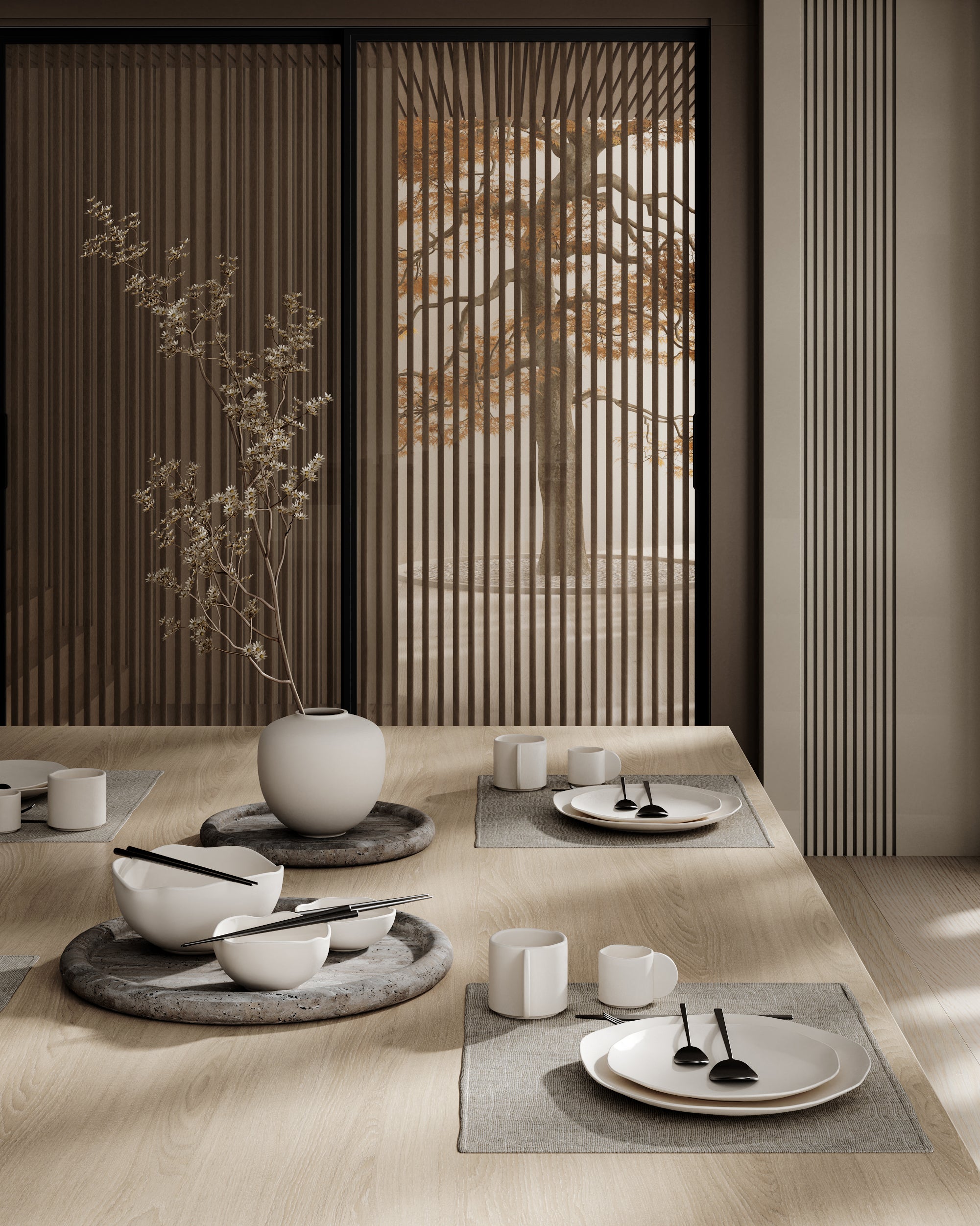 Native White Stoneware Espresso Cup Set