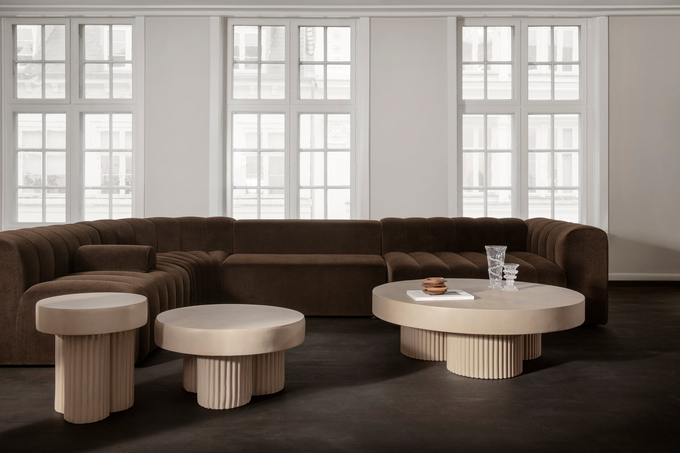 GEAR Beige Concrete Round Side Table