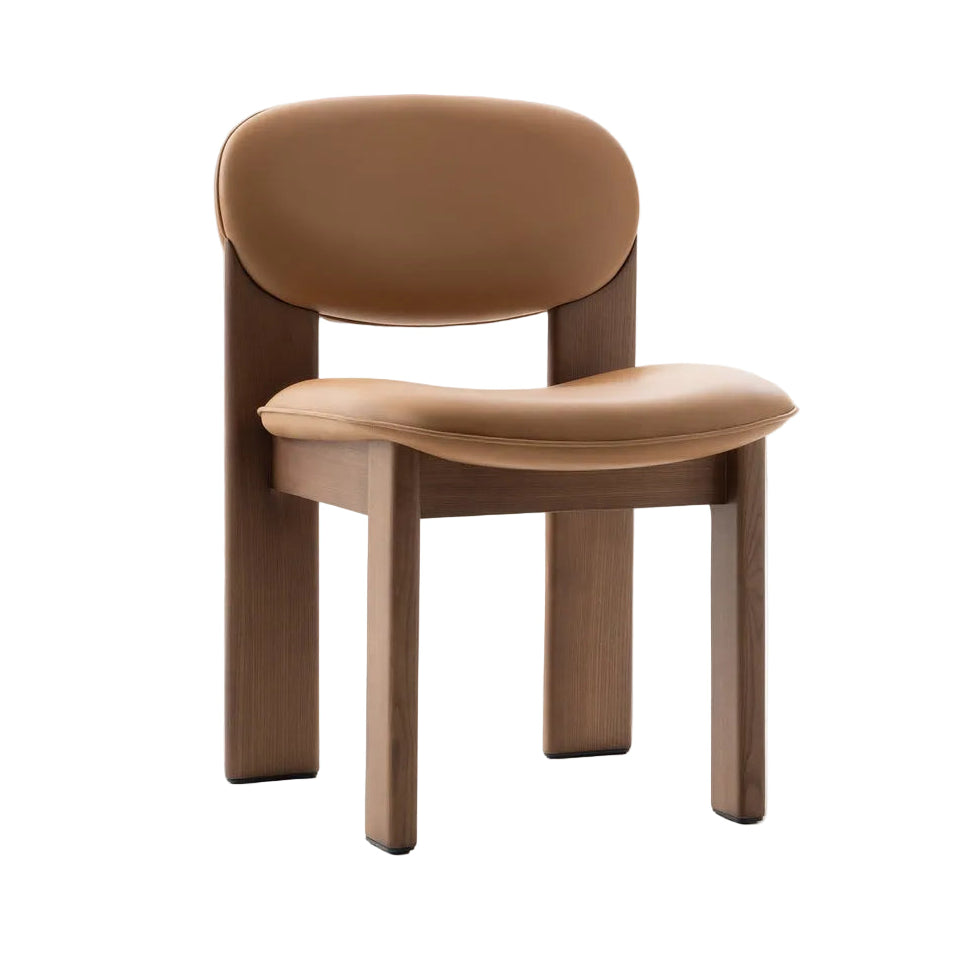 Gestoffeerde ARCHIPEN stoel met een bruine essen basis