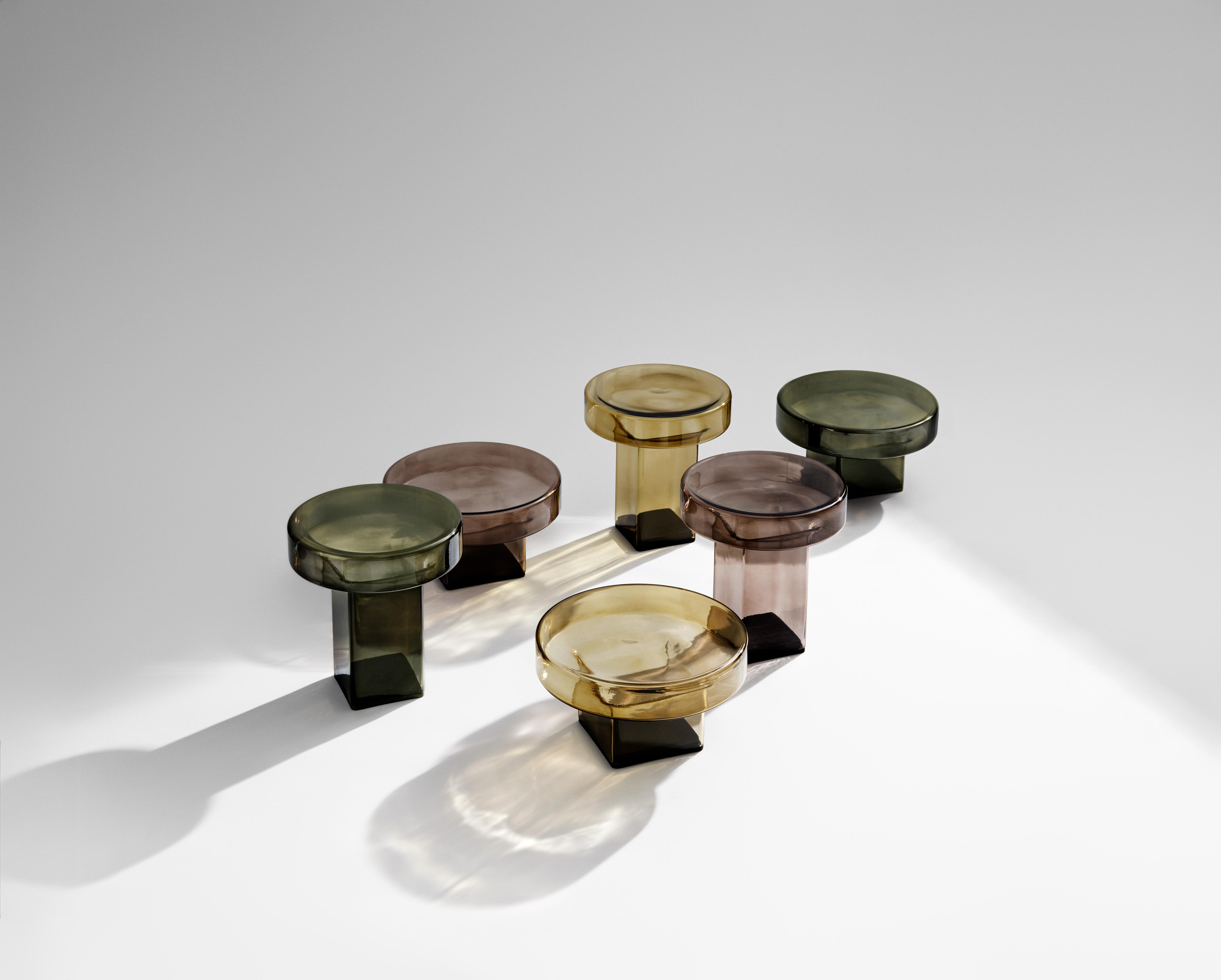 Koffietafel NAKED amberkleurig glas