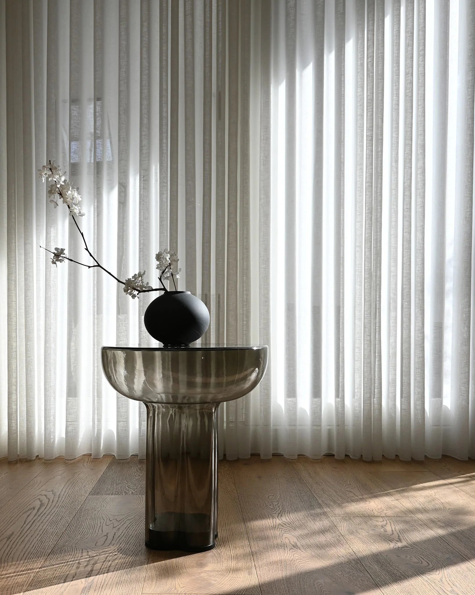 Bijzettafel CROWN rokerig glas