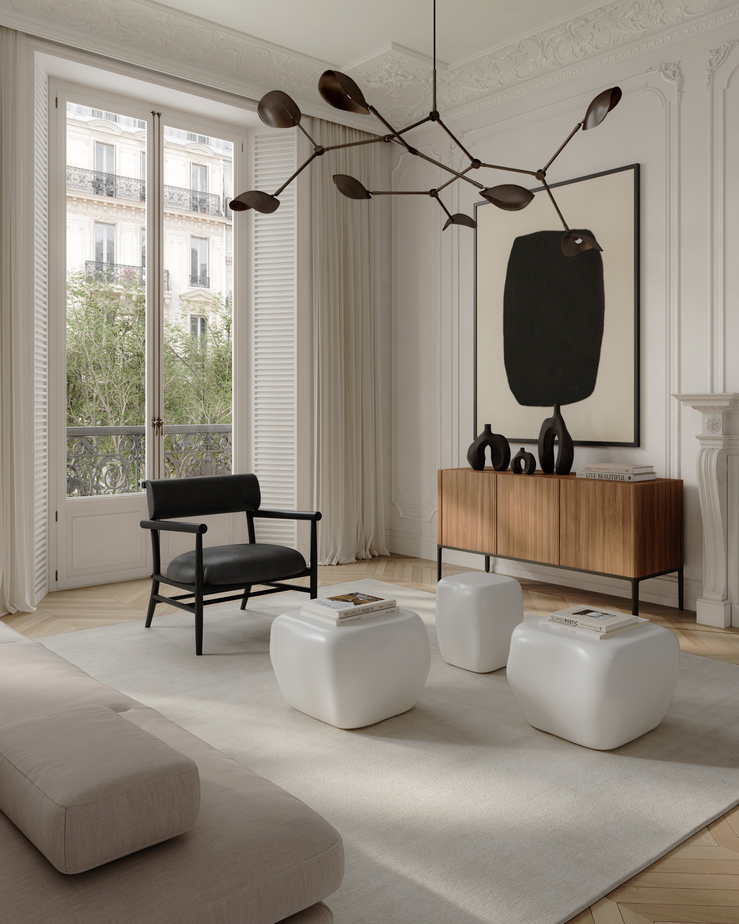 NAMA Armchair black aniline leather