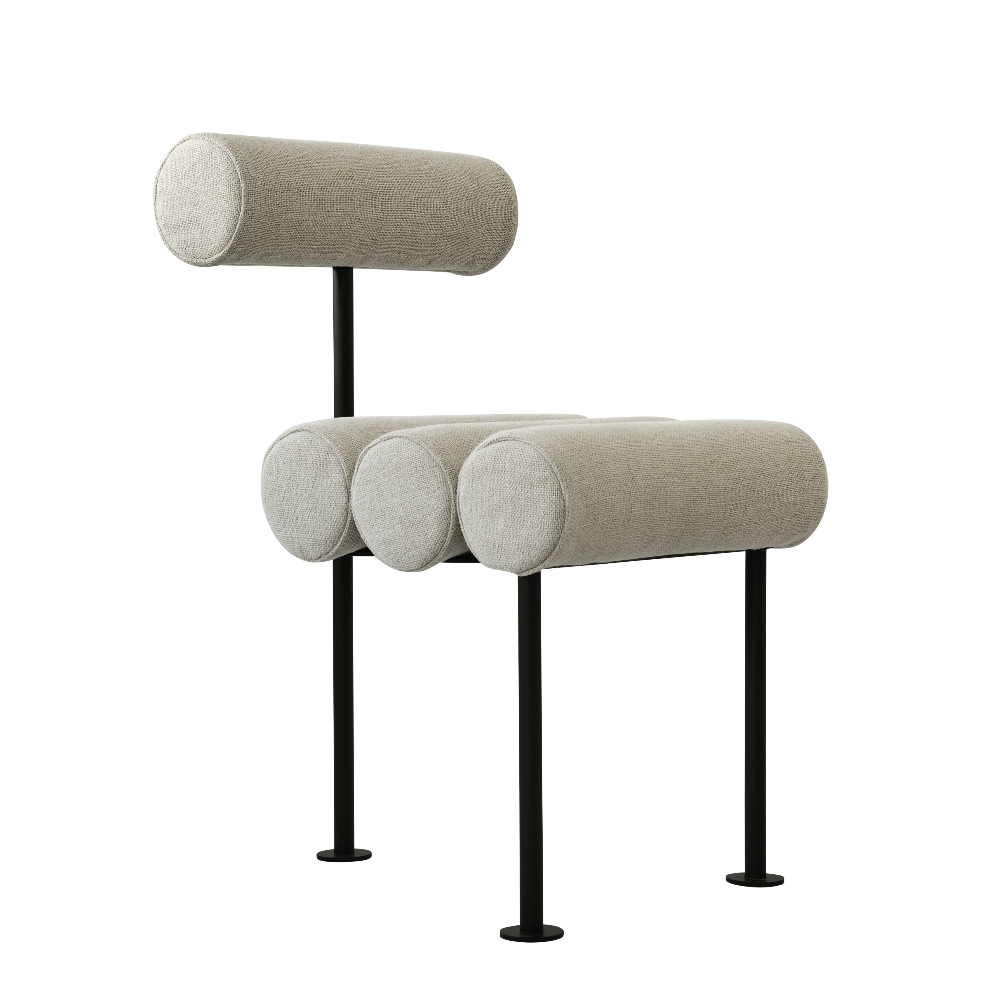 Stuhl HIRO beige mit schwarzem Gestell