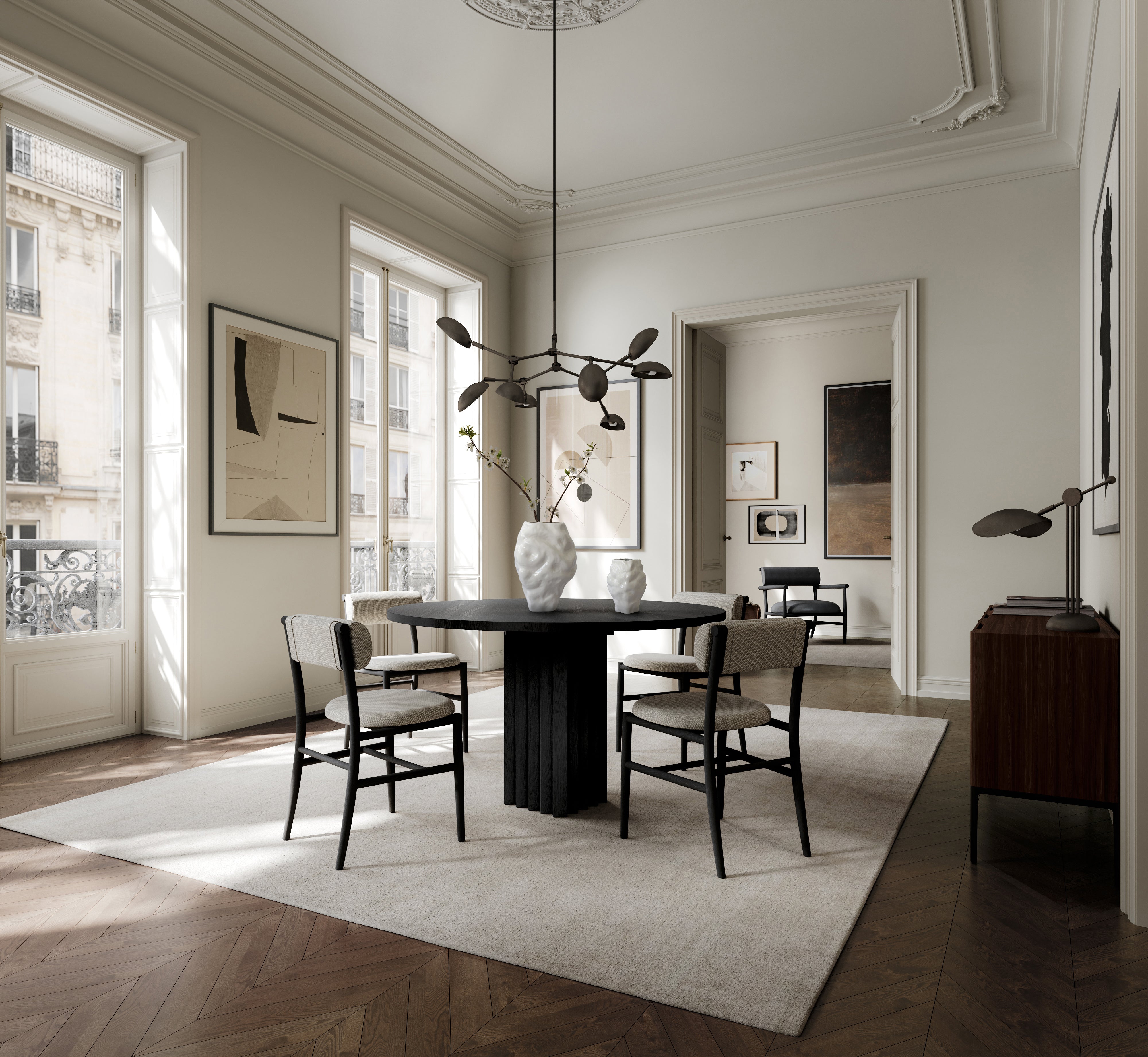 Stuhl NAMA beżowy z czarną podstawą