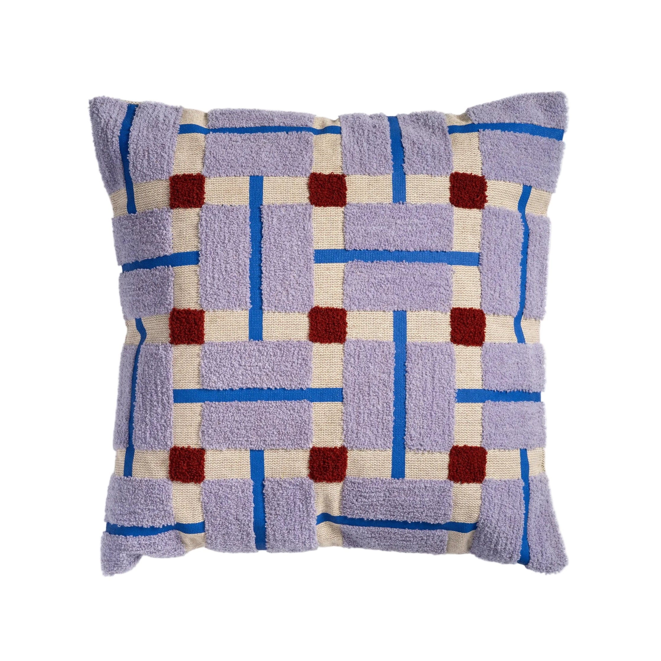 Kissenbezug PLANO lila mit beige und bordeaux