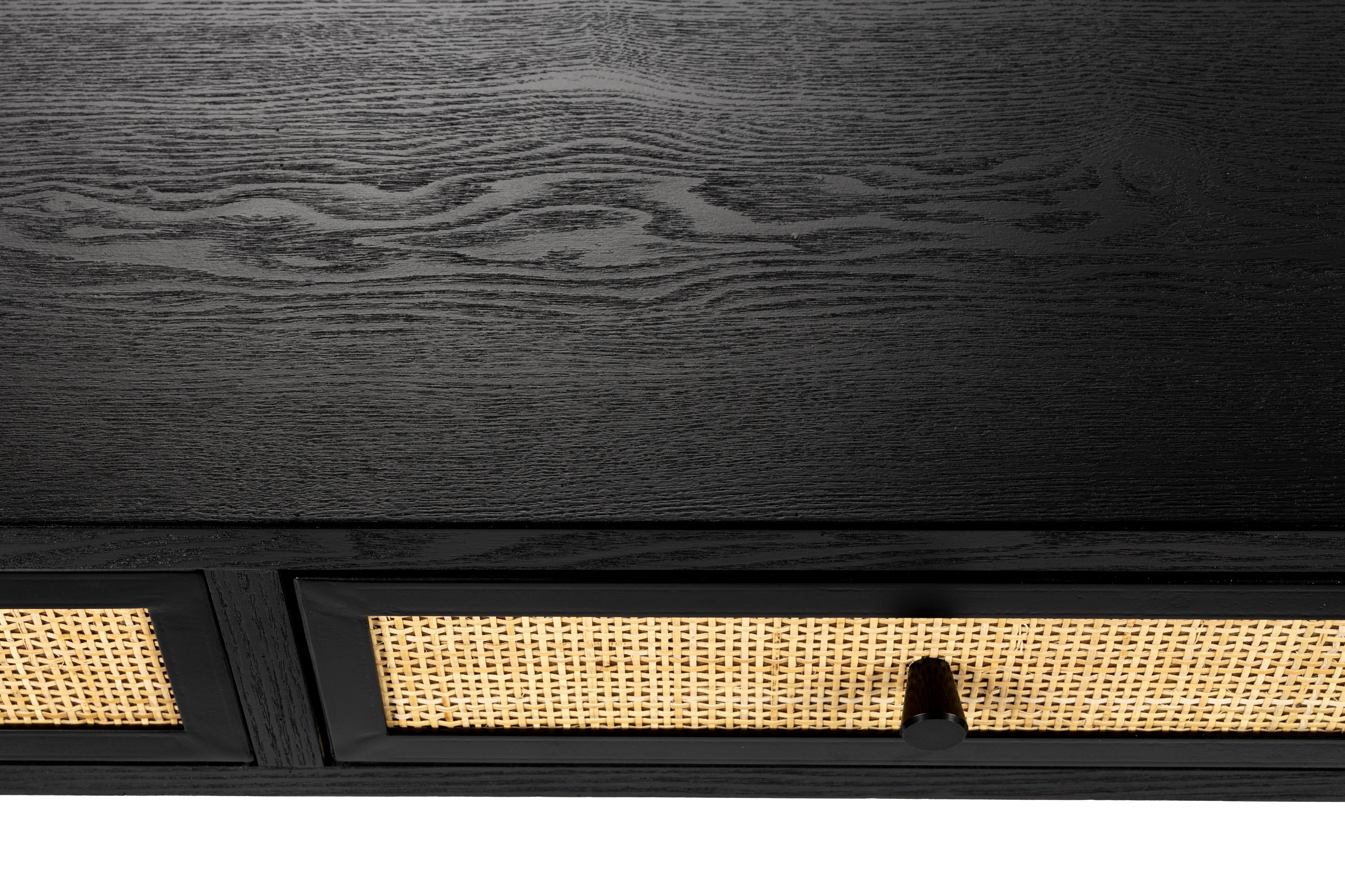 Guuji Black Console mit Rattan